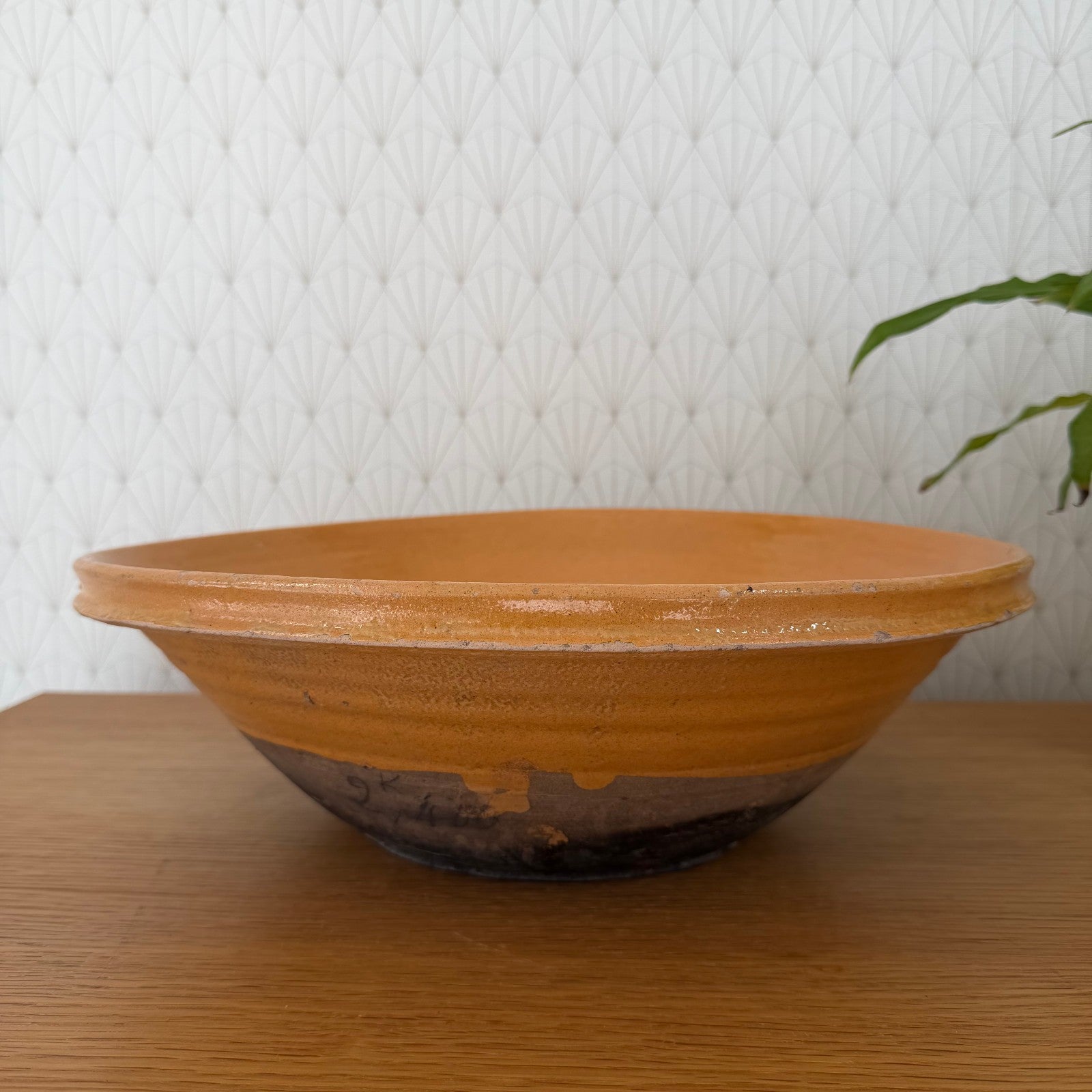 Vintage French Pottery Bowl Terracotta Glazed Mixing Salad 15" 1112510 Fleamarketfrance : French vintage and antique decor