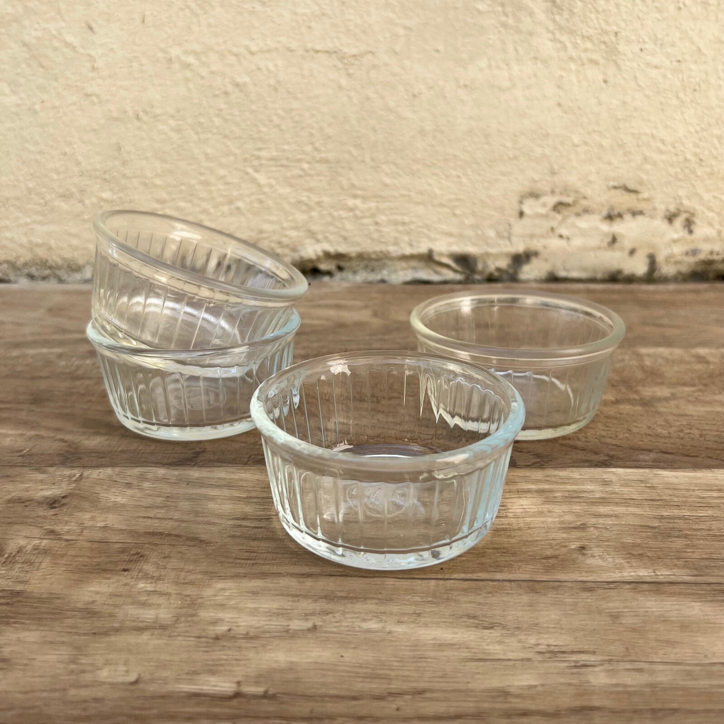 Vintage French Duralex Ramekins Clear Glass Set of 4 Dishes 07062214 Duralex