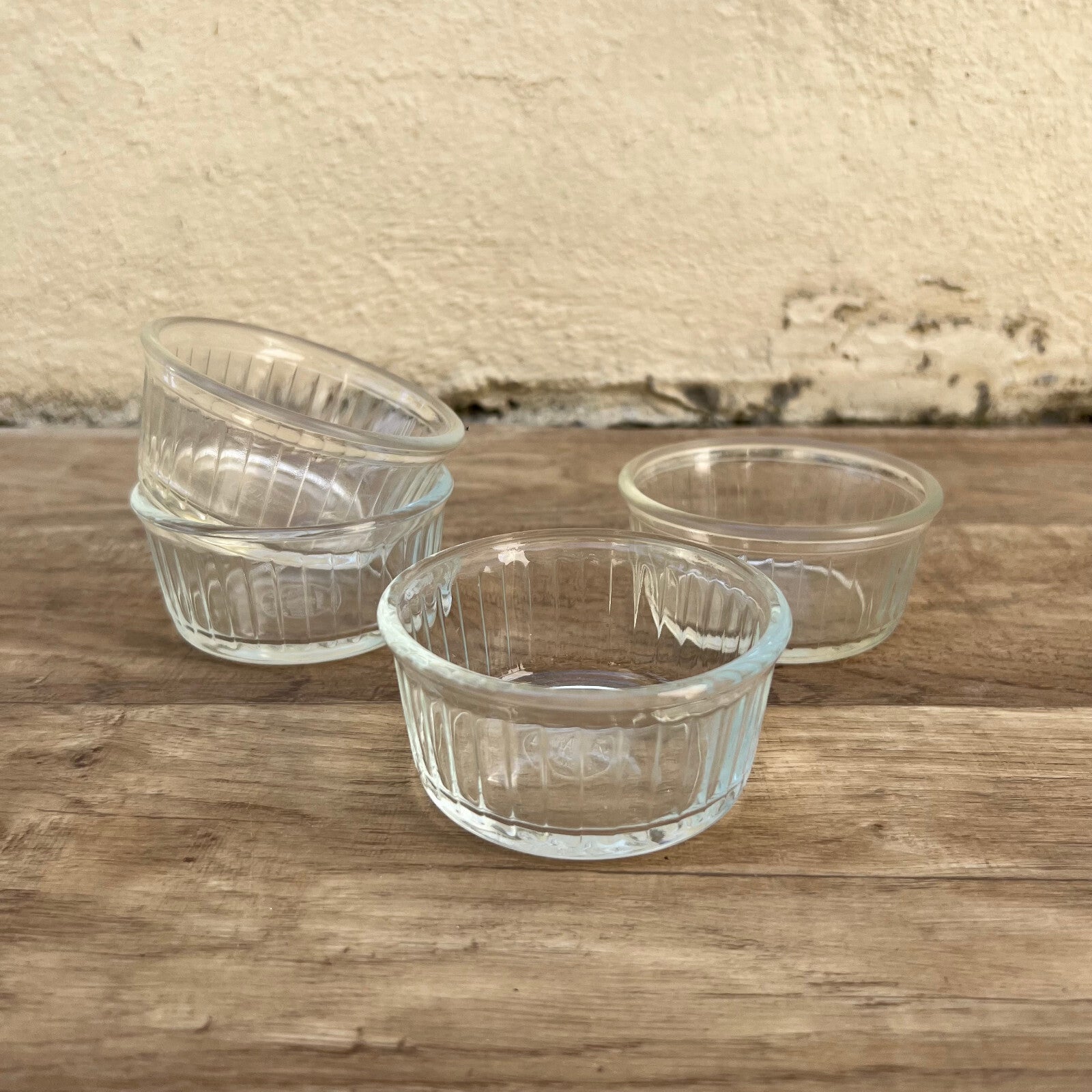 Vintage French Duralex Ramekins Clear Glass Set of 4 Dishes 07062214 Duralex
