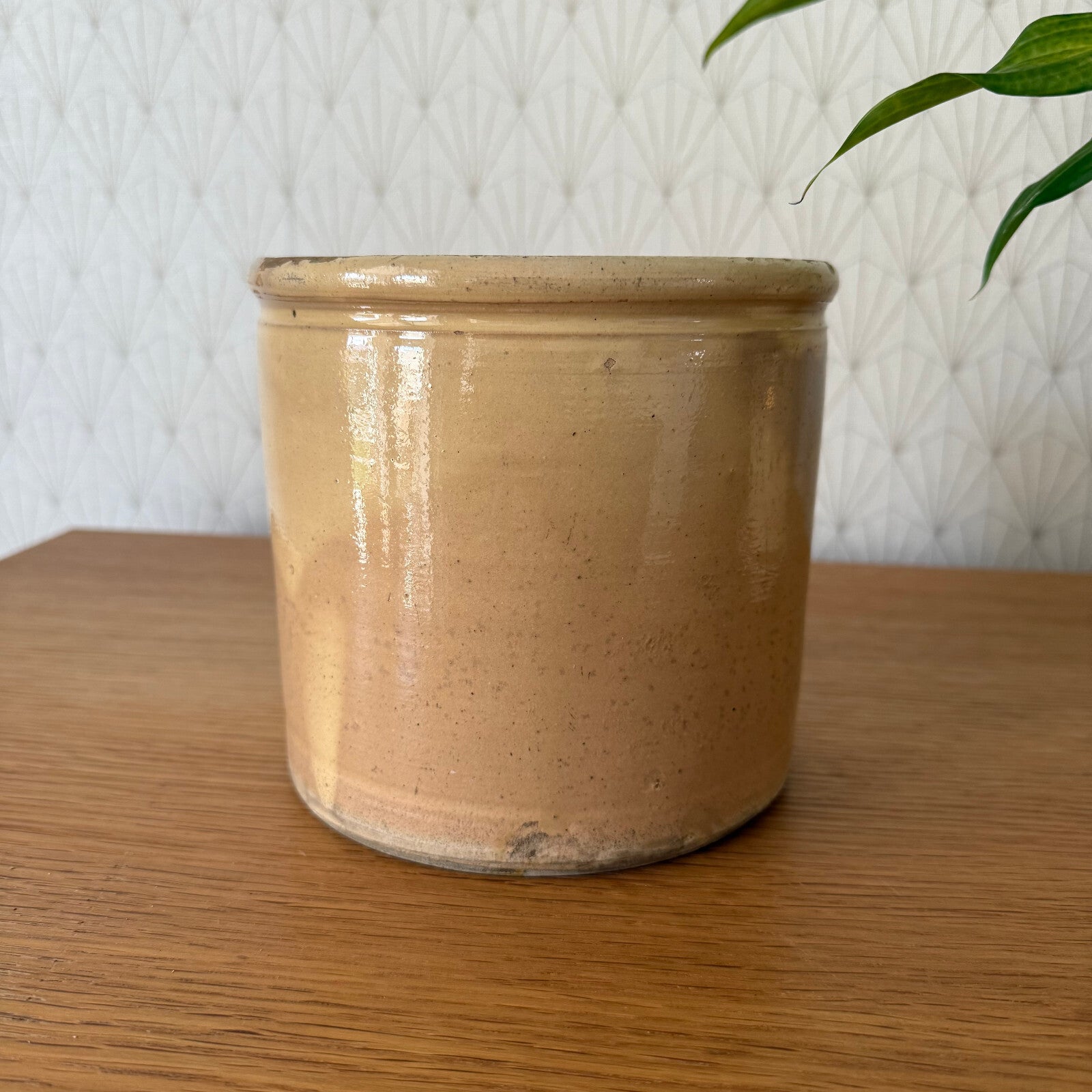 Antique French Confit Pot Yellow Glazed Terracotta Crock Vintage 2904253 Unmarked
