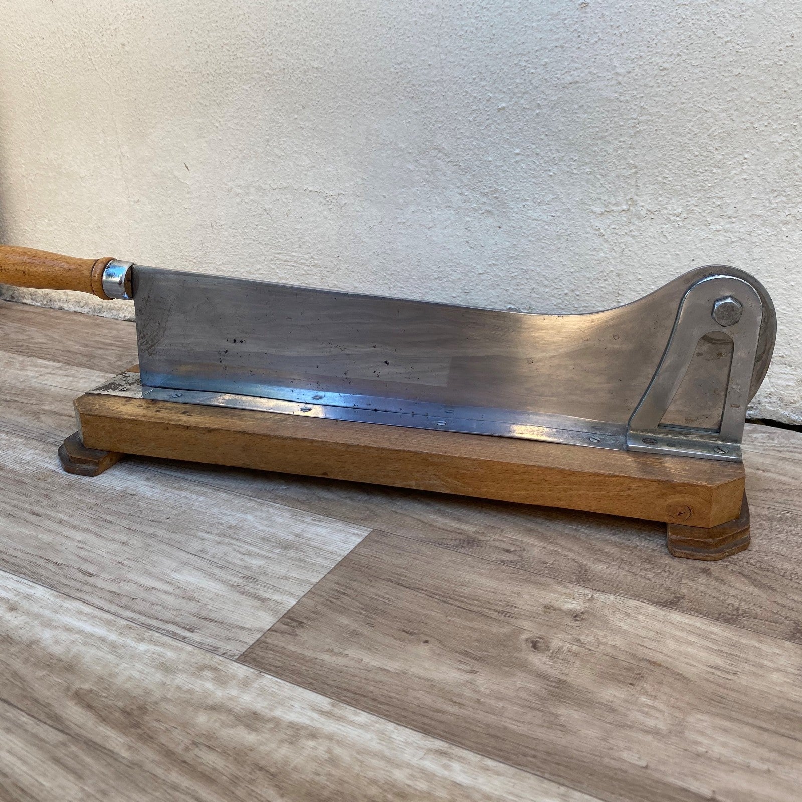 Vintage French bread slicer Bargoin wooden cutting board restaurant 04072621 Fleamarketfrance
