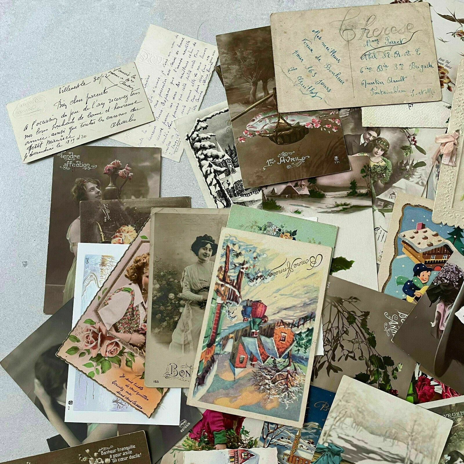 French Vintage Postcards Antique Greeting Cards Lot 1900-1950 1510212 Fleamarketfrance