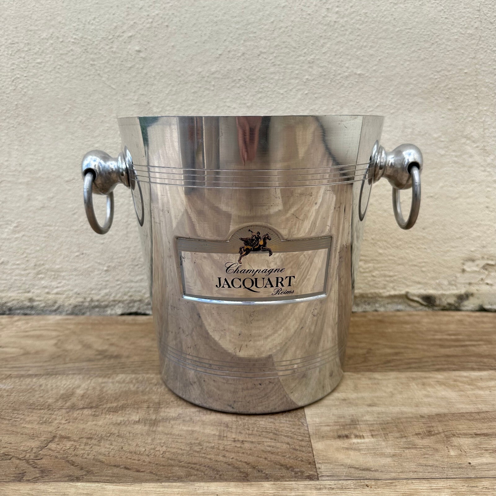 French Champagne Ice Bucket Jacquart Reims Silver Metal Vintage 12092419 Jacquart