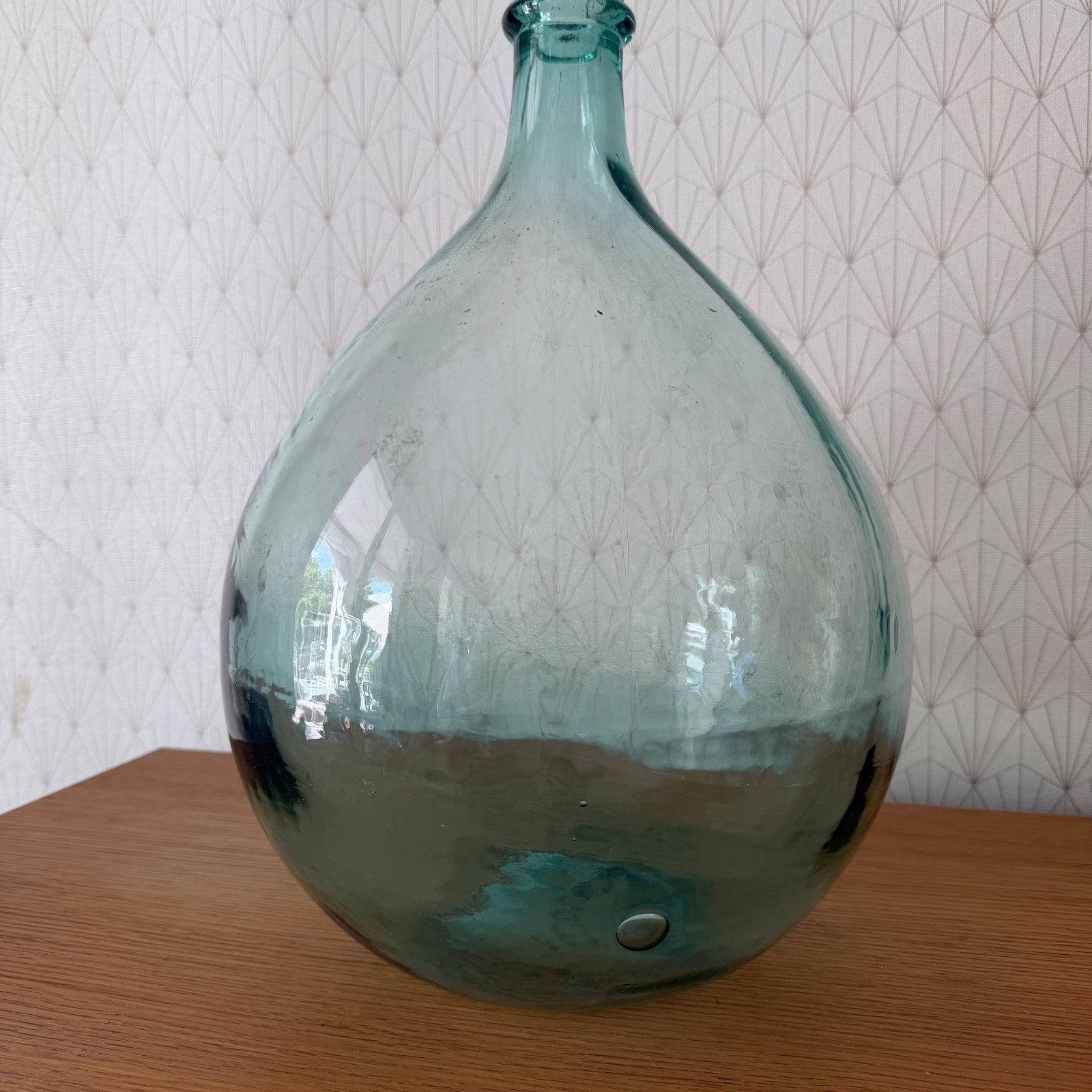 Antique French Dame Jeanne Clear Blue Glass Demijohn Wine Bottle 1107265 Fleamarketfrance