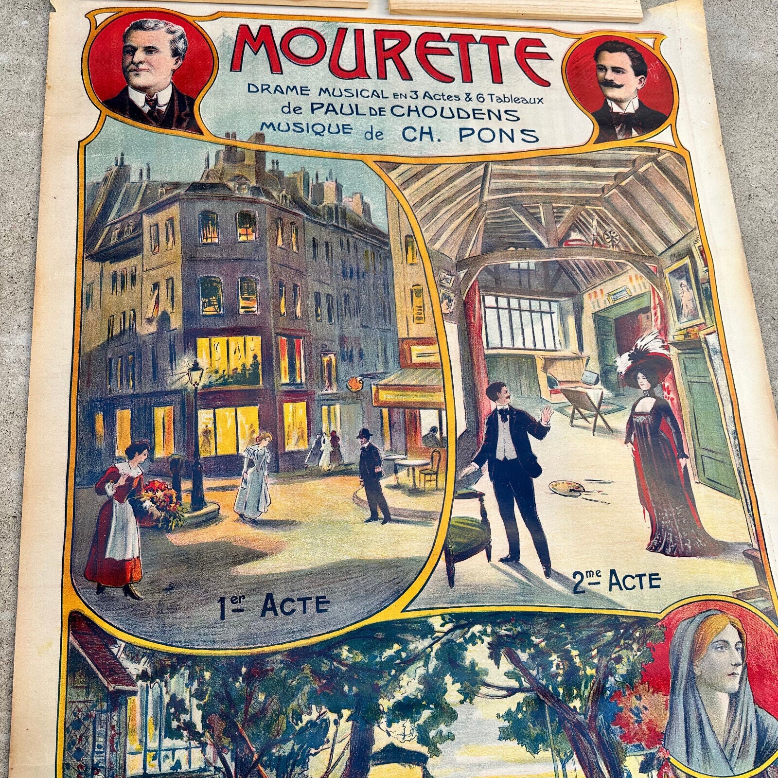 Vintage Original french musical drama theater poster MOURETTE 07092316 - Fleamarketfrance