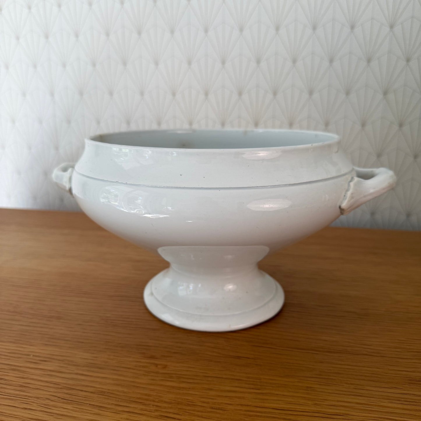 French Tureen Earthenware White Fruits Bowl Terre De Fer ST AMAND AMAGE 2210259