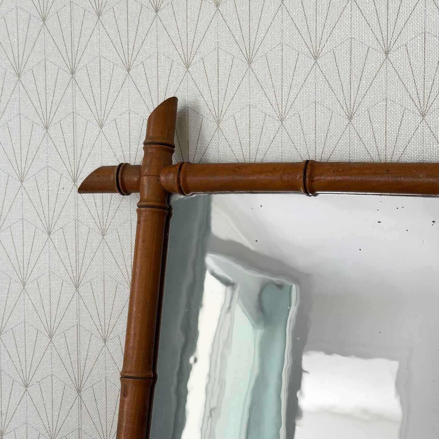 Vintage French wood faux bamboo  WALL-HANGING MIRROR 0210252