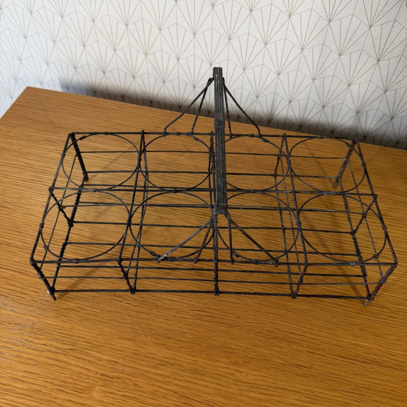 Vintage Wire Basket Carrying Caddy With Handle for 8 Glasses 2201264 Unbranded