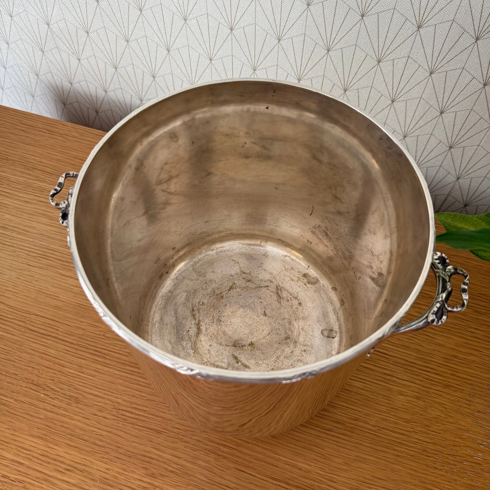 French Silver Plated Ice Bucket Champagne Cooler Ornate Handles 090426 Unbranded
