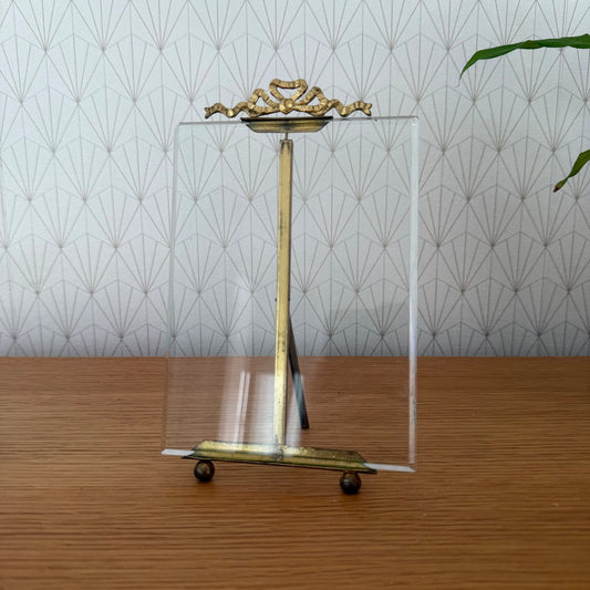 Vintage french Brass Frame Glass photo Ribbon 5 1/2" x 8 1/2"  03022610