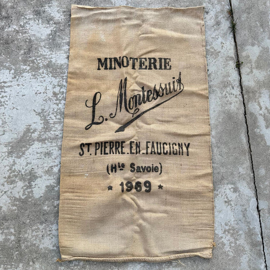 Vintage French Flour Sack 1969 Linen Grain Bag Montesuis Haute-Savoie 1710241 Unbranded