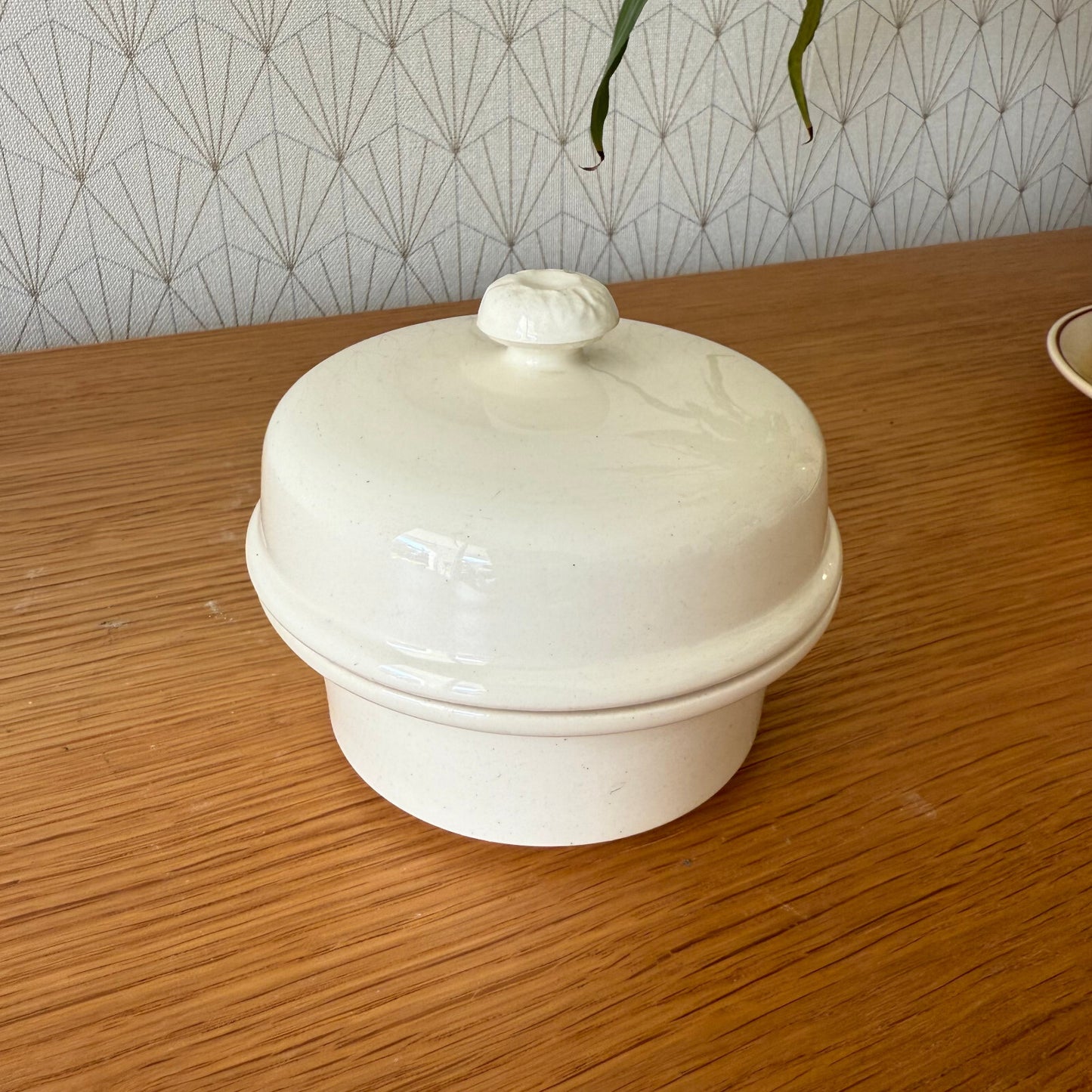Vintage French Terrine White Ceramic Sarreguemines Foie Gras Pot 11012515 Sarreguemines