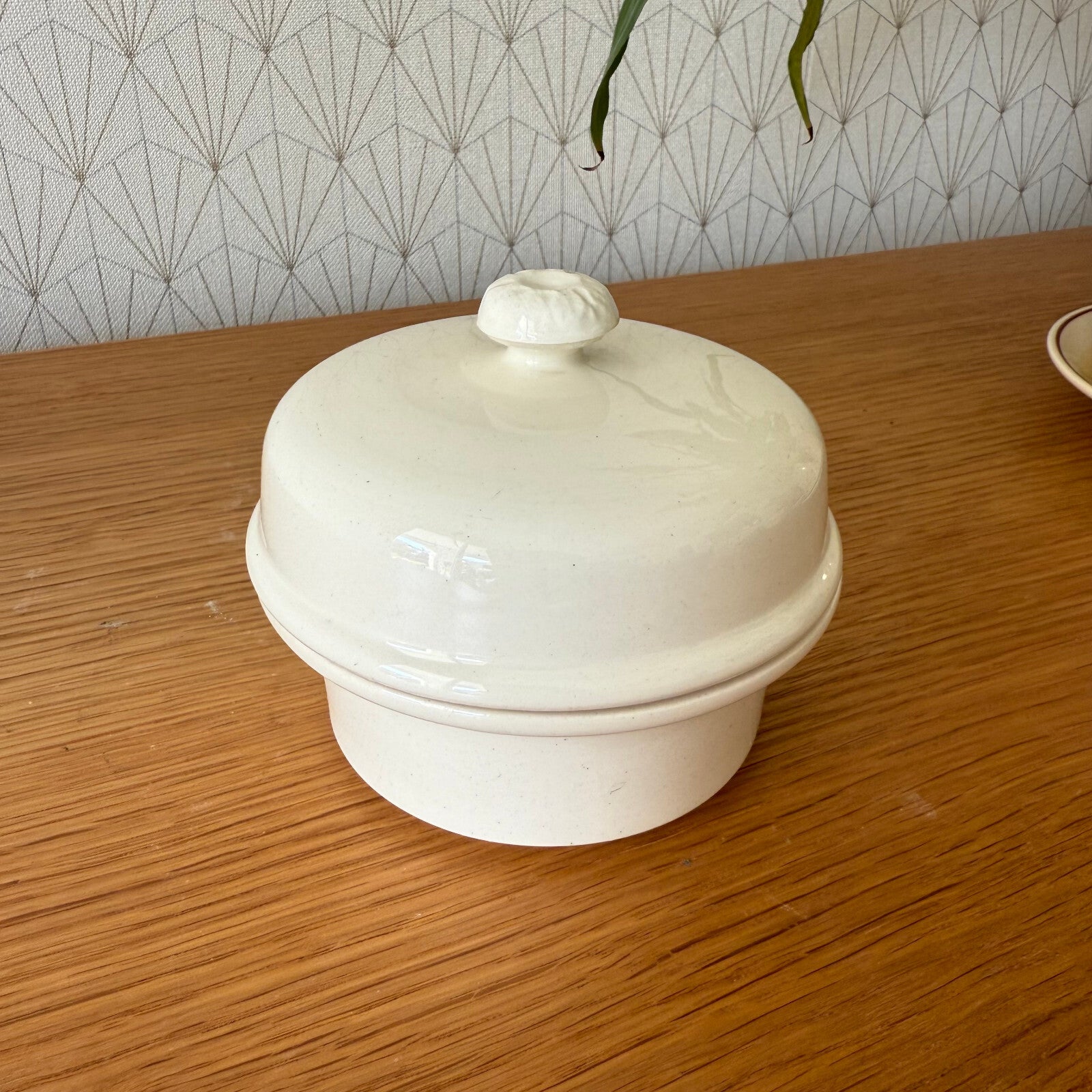 Vintage French Terrine White Ceramic Sarreguemines Foie Gras Pot 11012515 Sarreguemines