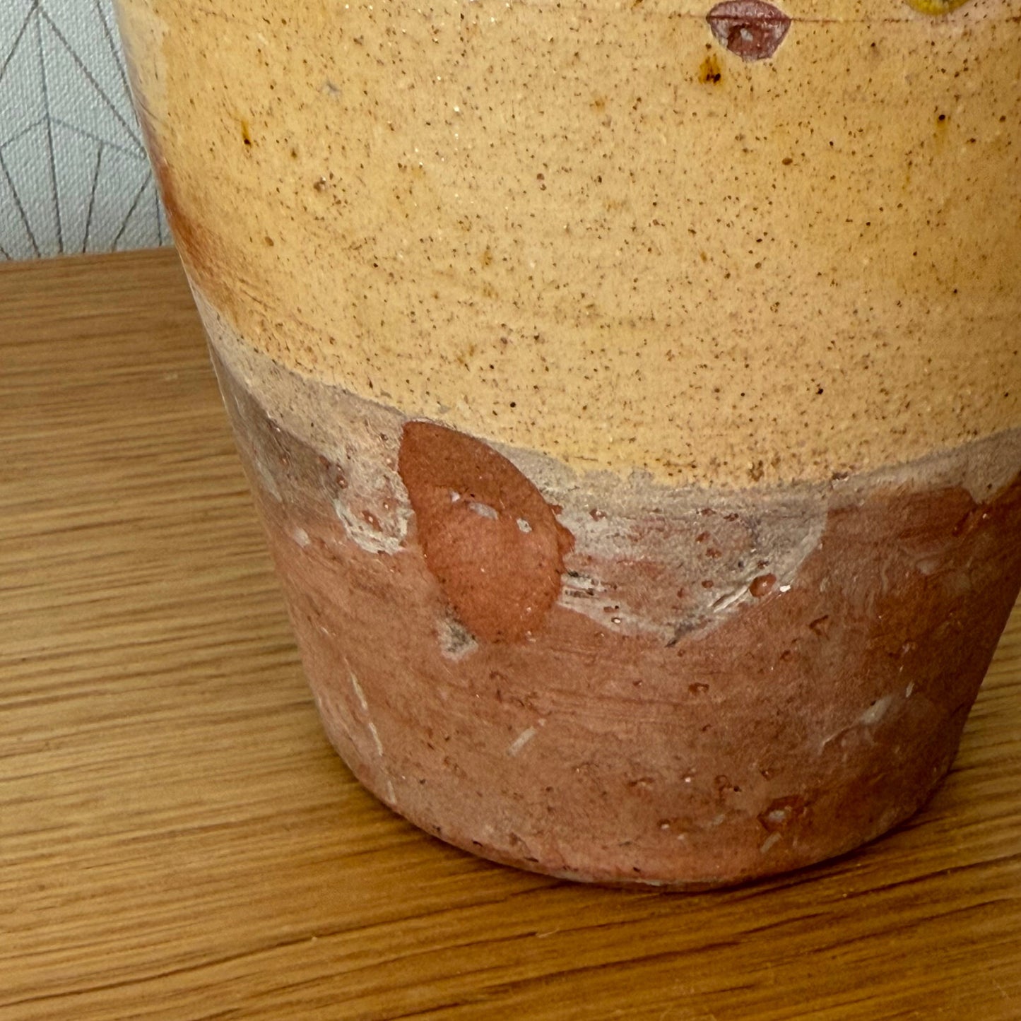 HANDMADE GLAZED GREEN ANTIQUE FRENCH MUSTARD POT 6 1/2" TERRACOTTA  1308256*