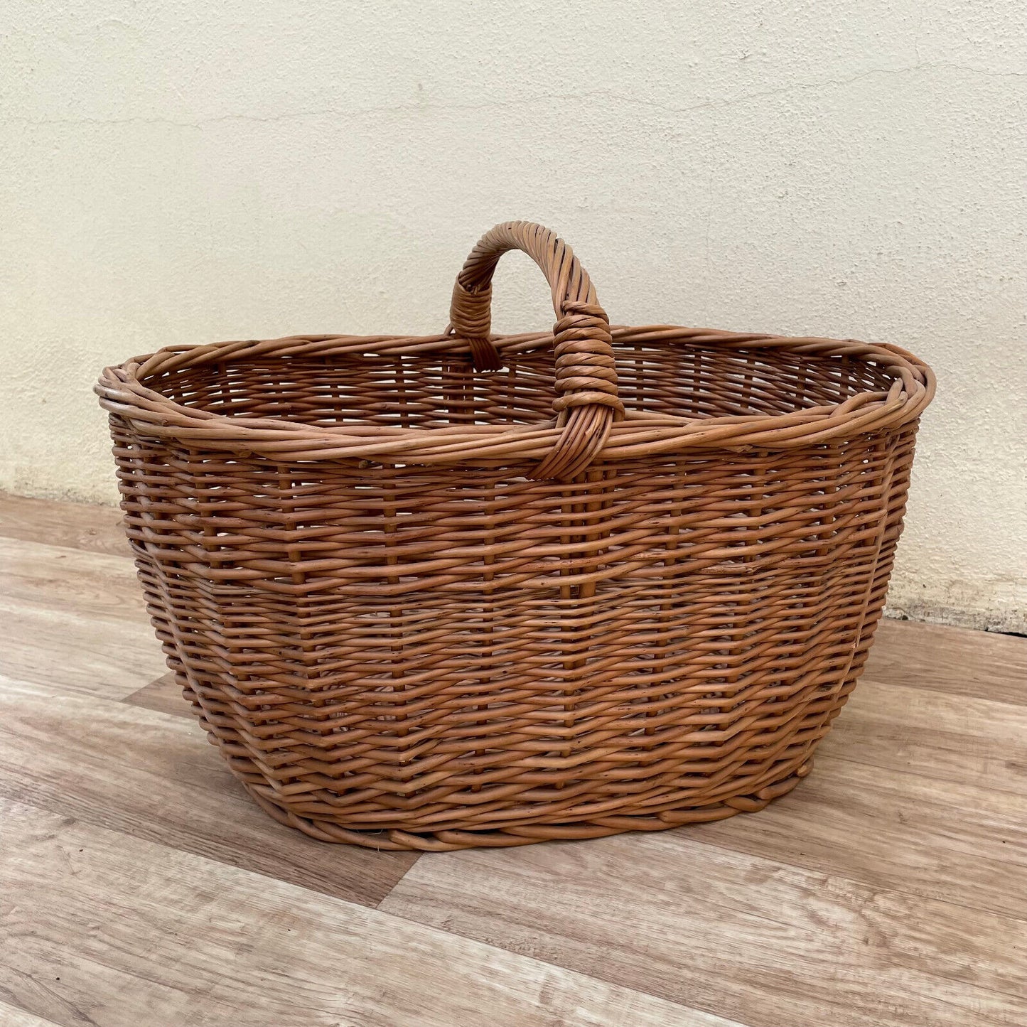 French Wicker Basket market fruits Chic Vintage Woven Rattan 2303252 Fleamarketfrance
