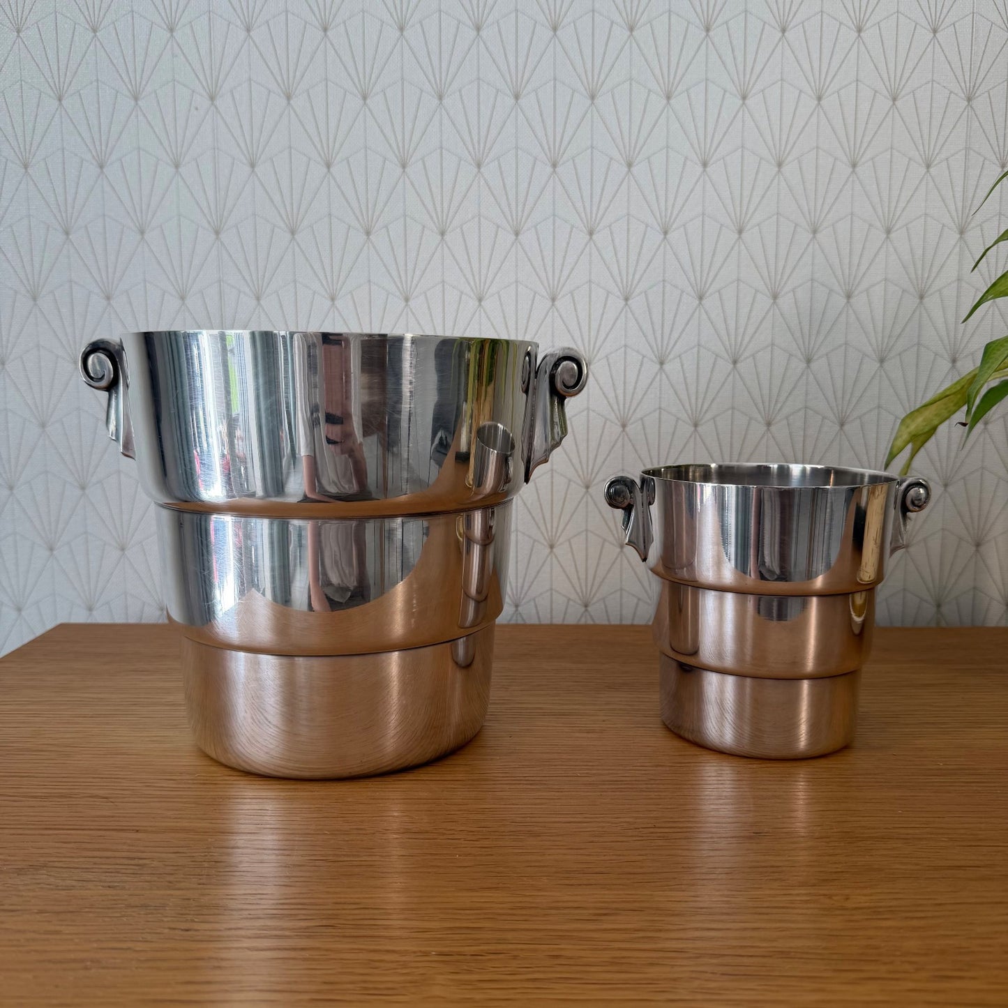 French Silverplate Champagne Ice Bucket Wine Cooler Art Deco Set 1407267 Fleamarketfrance