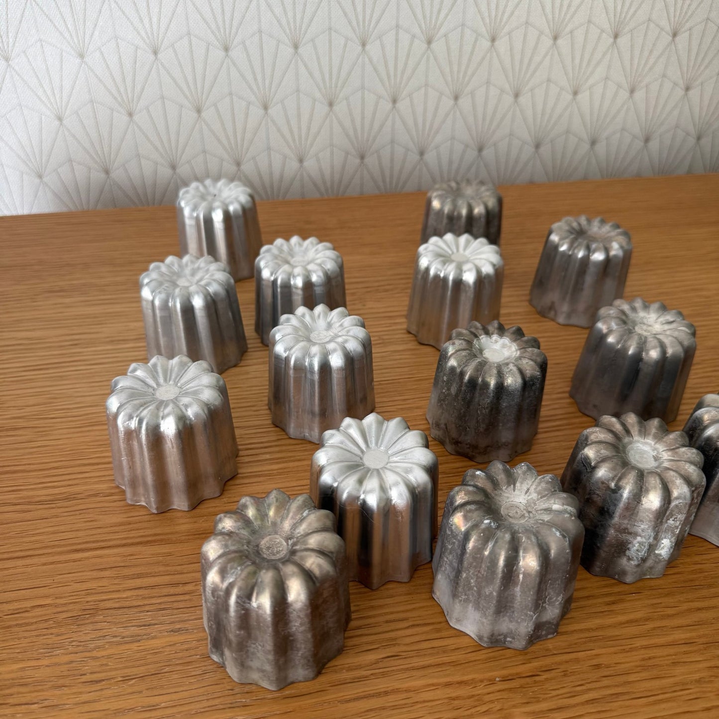 Vintage French Cannele Molds Aluminum Bordeaux Baking Set 13pc 090927 Does not apply