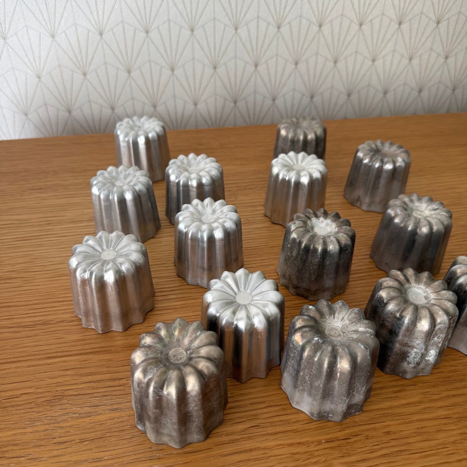 Vintage French Cannele Molds Aluminum Bordeaux Baking Set 13pc 090927 Does not apply