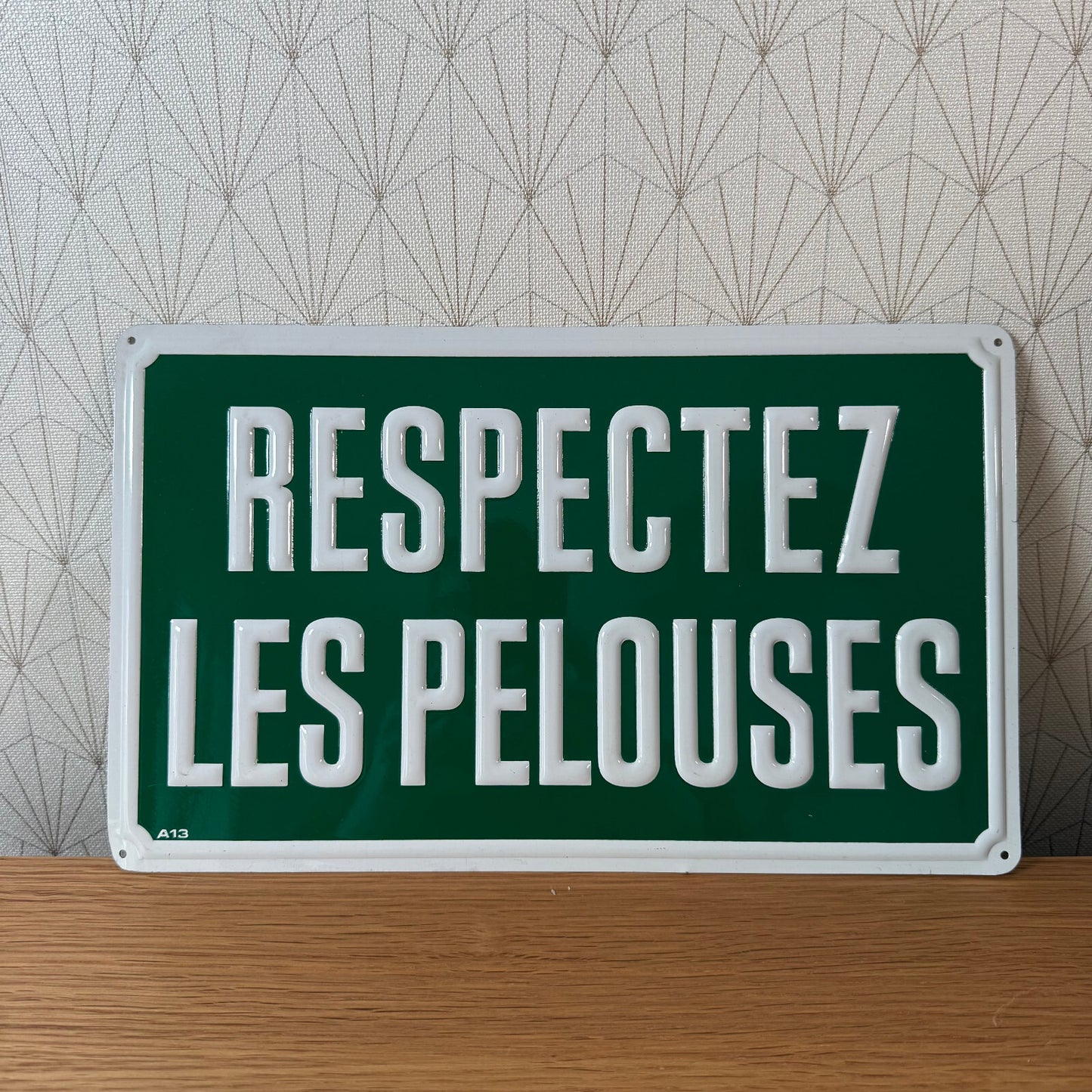 Vintage French Street Sign RESPECTEZ LES PELOUSES Keep Off Grass 2212246 Fleamarketfrance