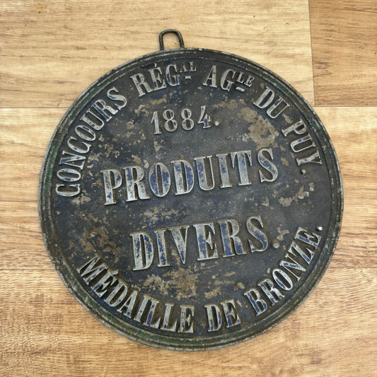 FRENCH VINTAGE AGRICULTURE PLAQUE TROPHY AWARD ANIMALS PRIZE SIGN 1884 0309245 - Fleamarketfrance