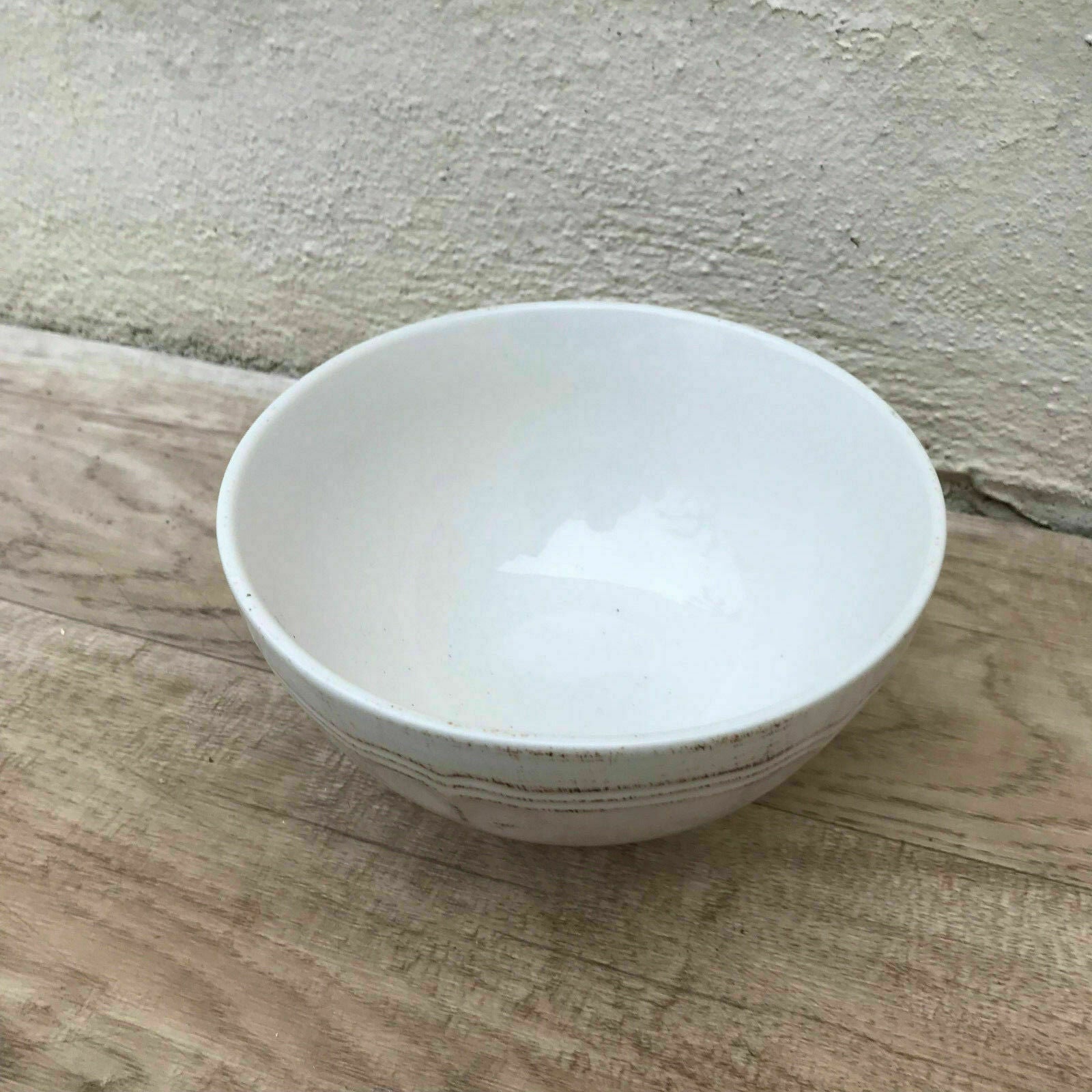 French Ceramic Bowls White Brown Bands Vintage Style Breakfast 17021825 J.G. Durand, Cristal d'Arques