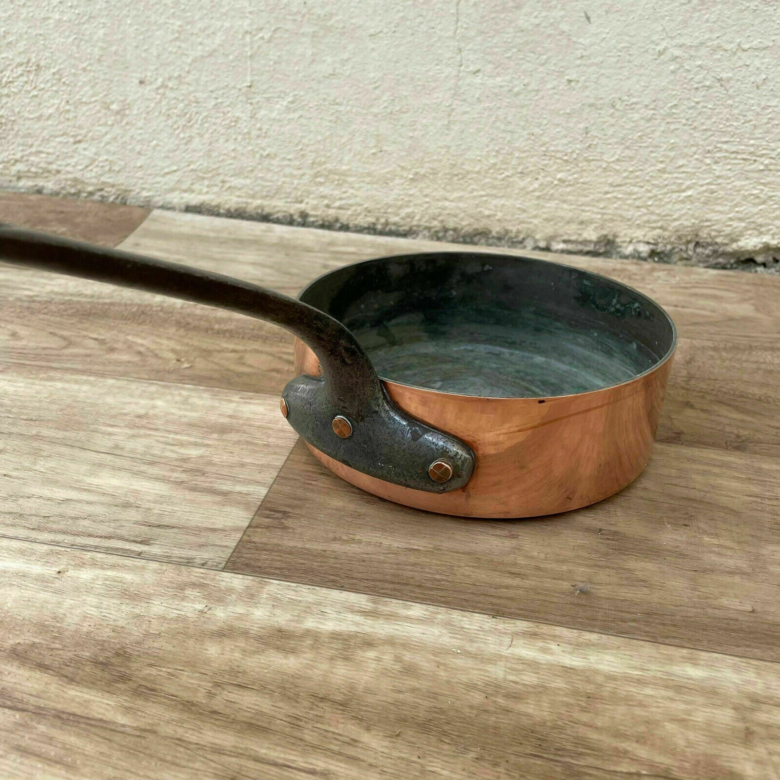 Vintage LITTLE VILLEDIEU FRENCH Copper frying saute PAN TIN LINING 2mm 21102112 - Fleamarketfrance