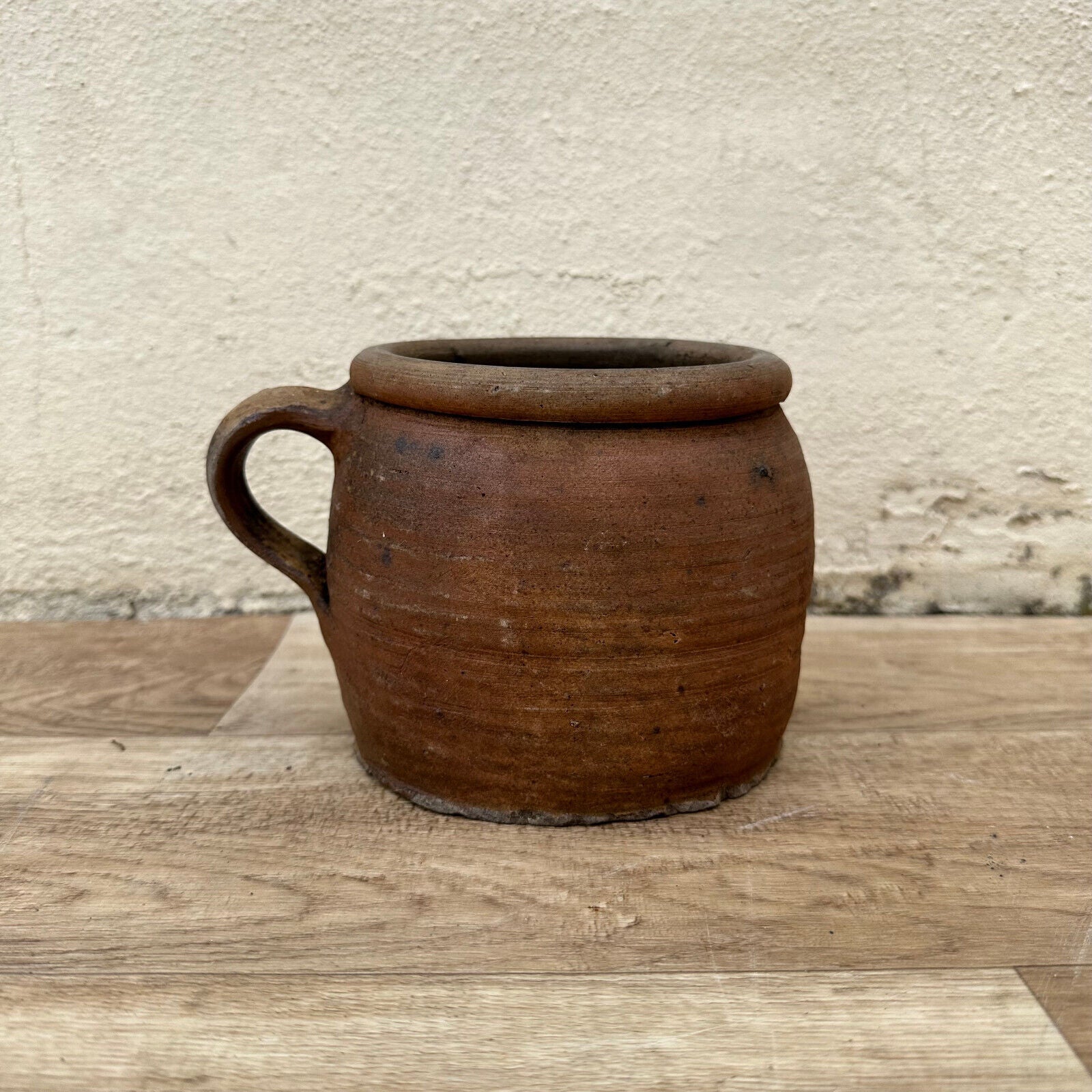 FRENCH VINTAGE confit jug mug cup glazed brown  stoneware 1105238 - Fleamarketfrance