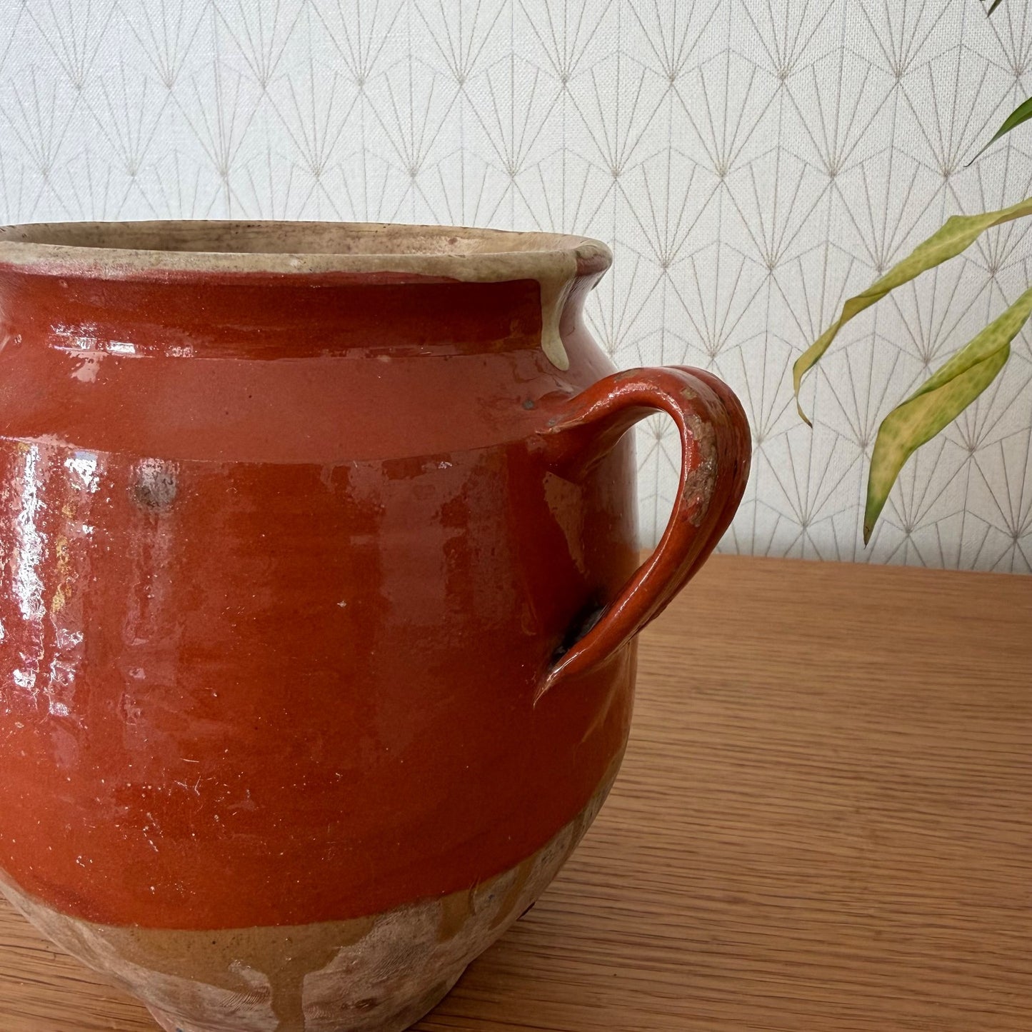 Antique French Confit Pot Glazed Terra Cotta 2-Handle Vessel 17.5cm 1506268 Unmarked