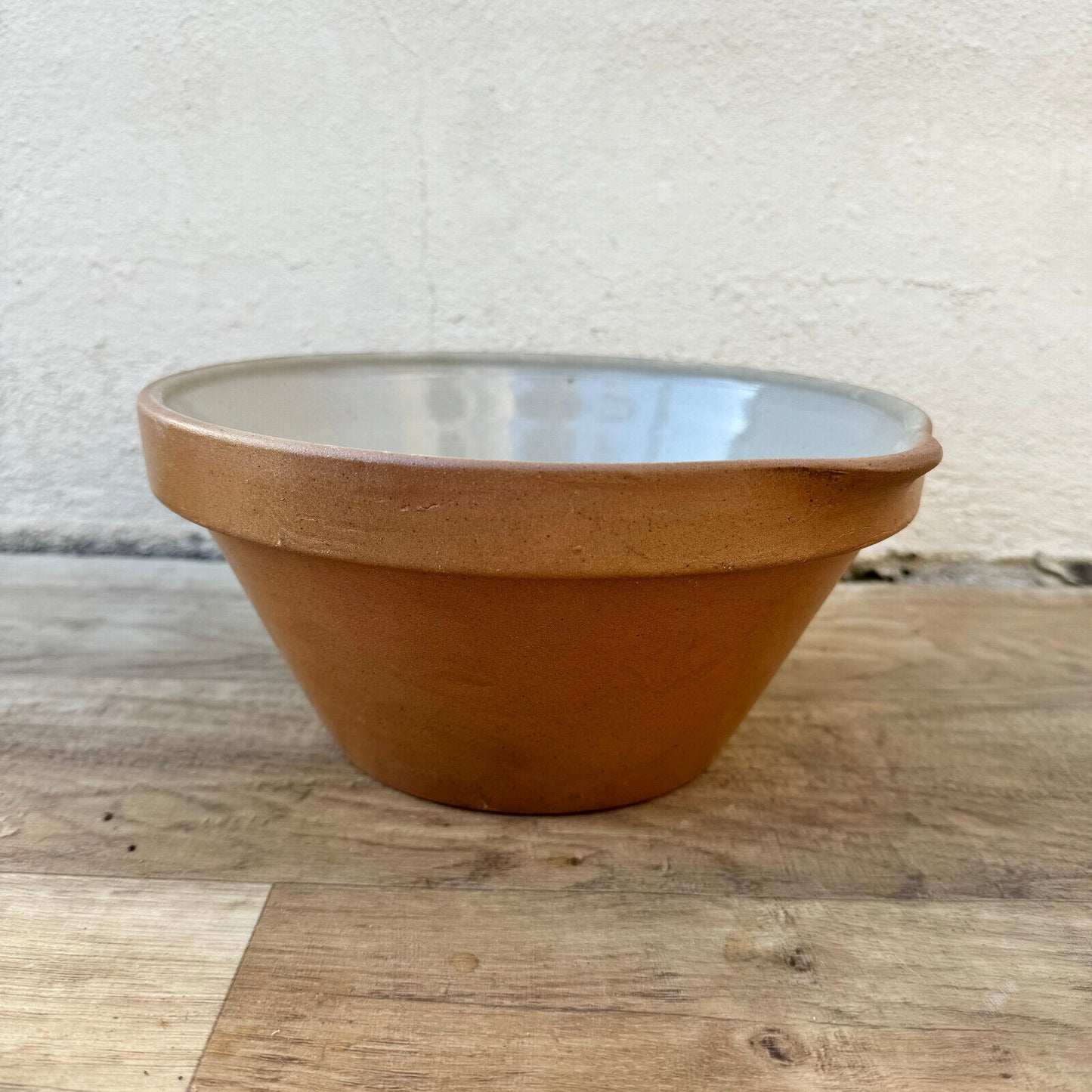 VINTAGE FRENCH GLAZED STONEWARE SALAD MIXING BOWL TERRINE TIAN 9" 0911239 - Fleamarketfrance