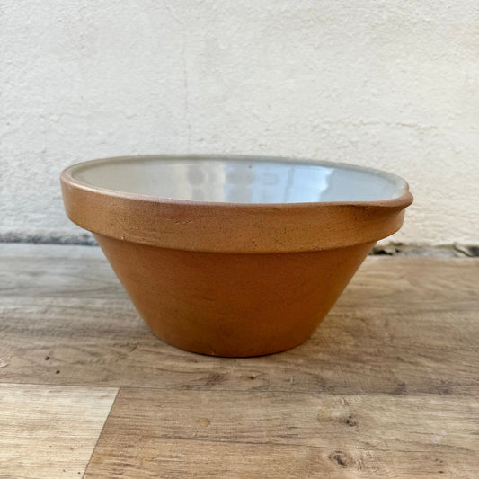 VINTAGE FRENCH GLAZED STONEWARE SALAD MIXING BOWL TERRINE TIAN 9" 0911239 - Fleamarketfrance