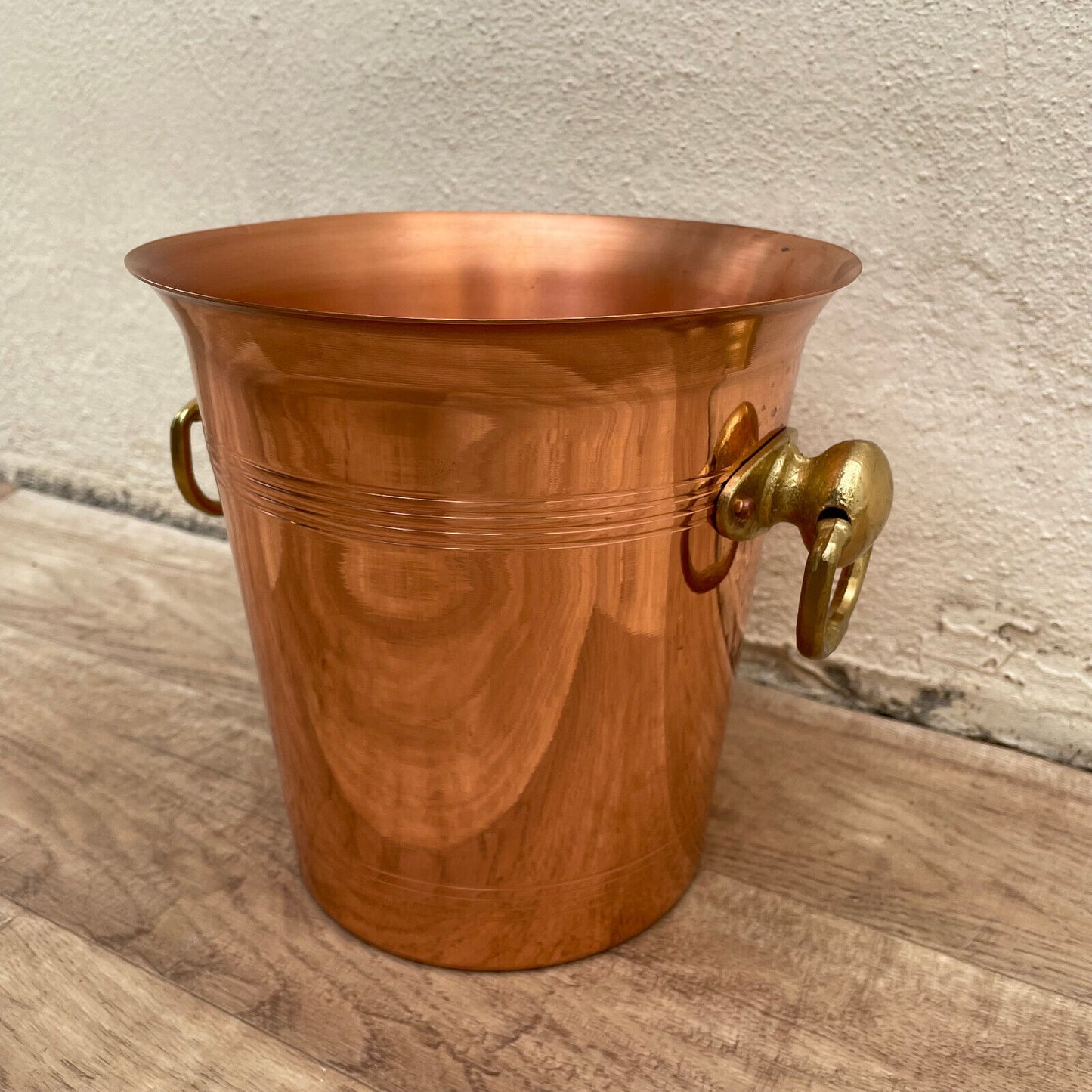 Vintage French Champagne Copper Bucket Lined Villedieu 2404241