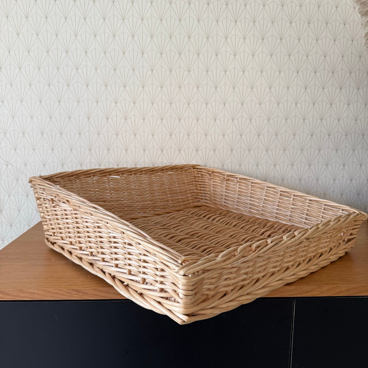 Vintage French Wicker Basket Vintage rattan bakery display bread 0901252 - Fleamarketfrance