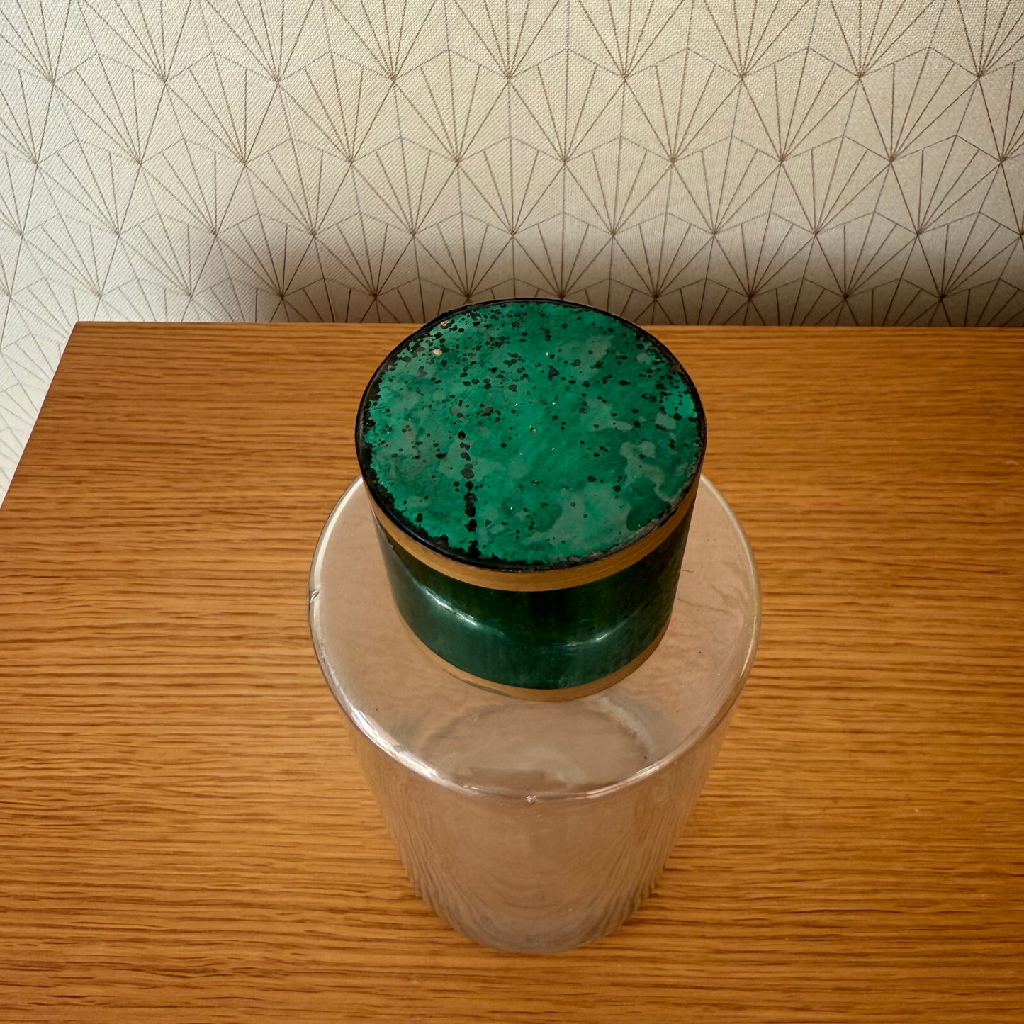 French Apothecary Jar Clear Glass Green Cap Pharmacy Storage Antique 2001251 Fleamarketfrance