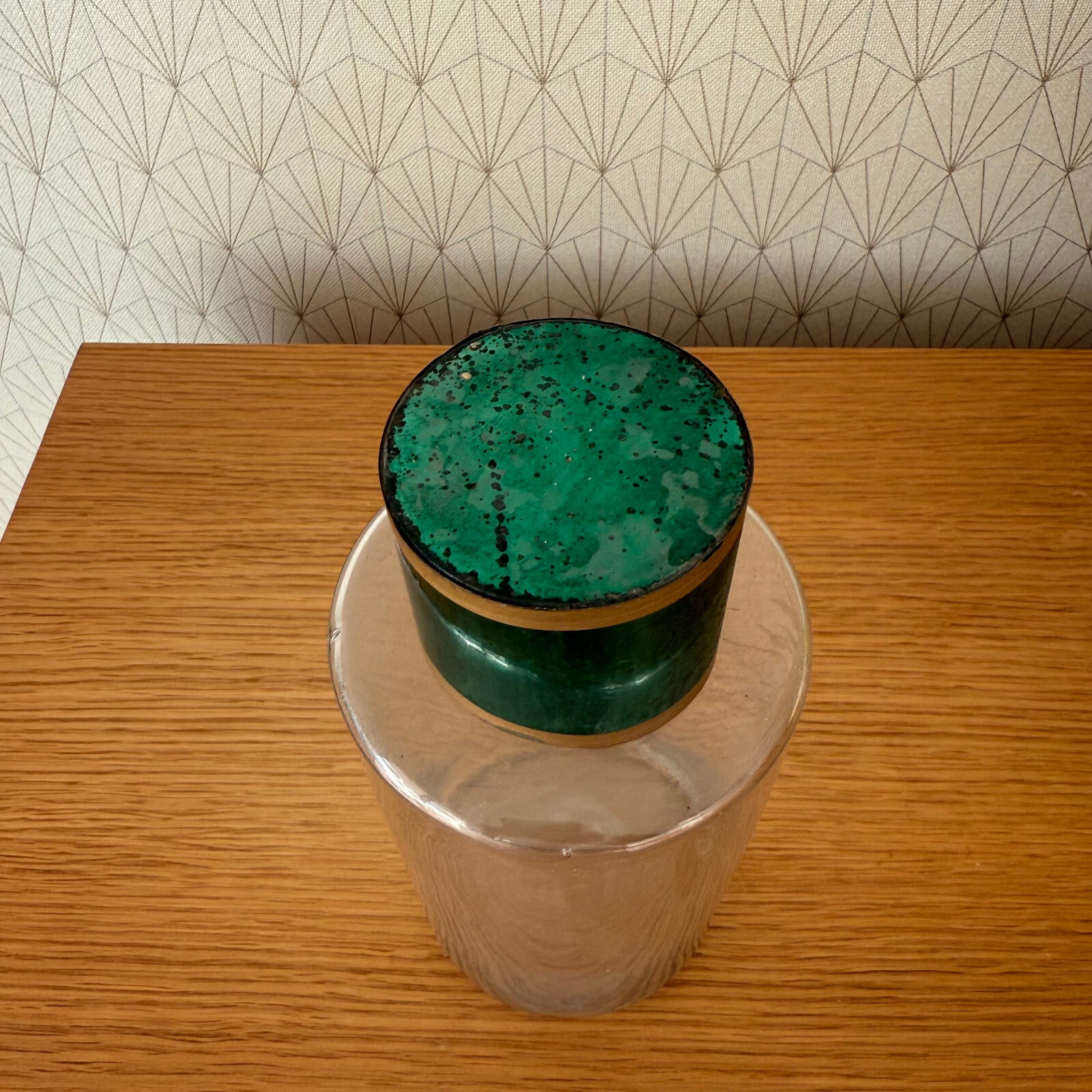 French Apothecary Jar Clear Glass Green Cap Pharmacy Storage Antique 2001251 Fleamarketfrance