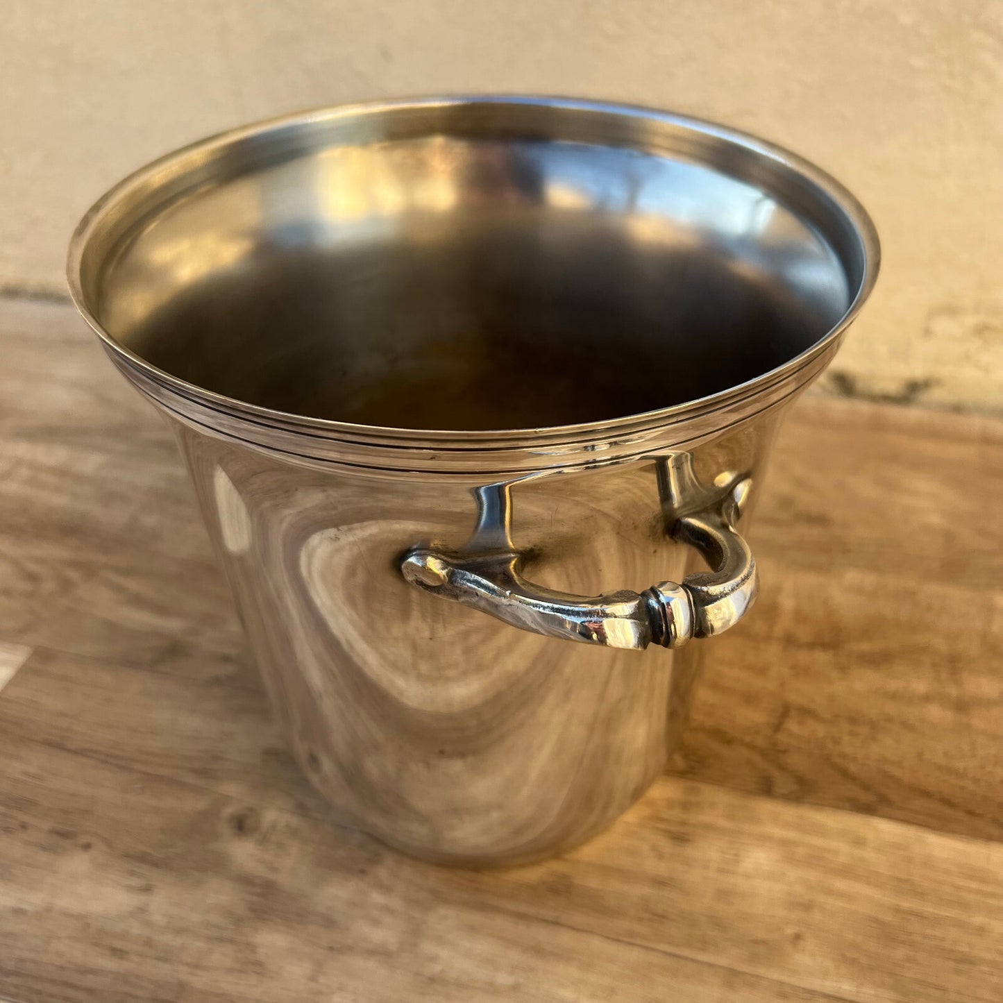 French Silverplate Ice Bucket Champagne Wine Cooler Vintage 1950s 09032513 Unbranded