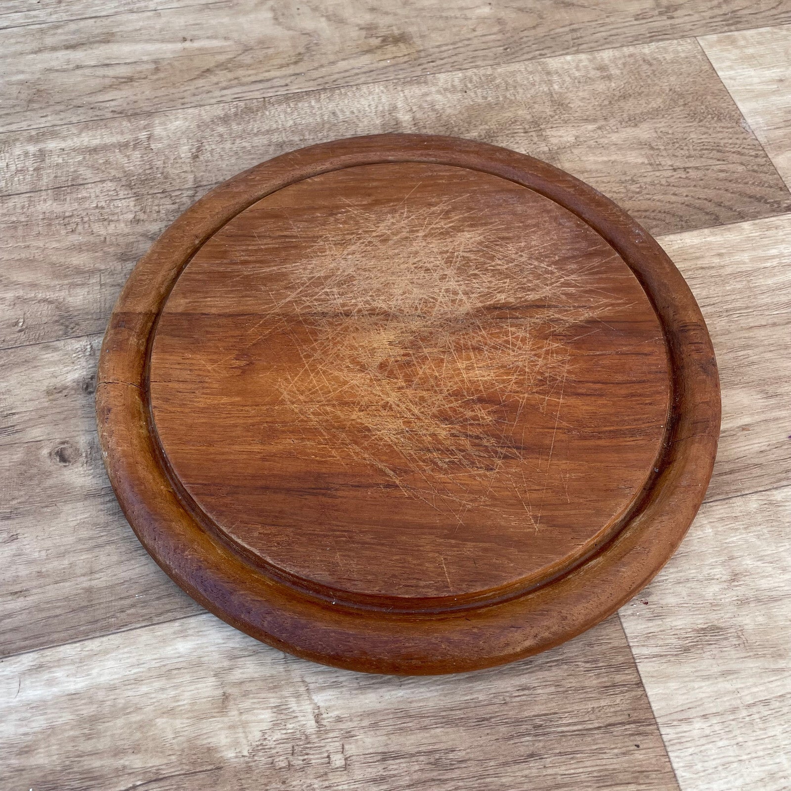 French Wooden Cutting Board Vintage Round Kitchen Bread Chopping 2210248 Antique