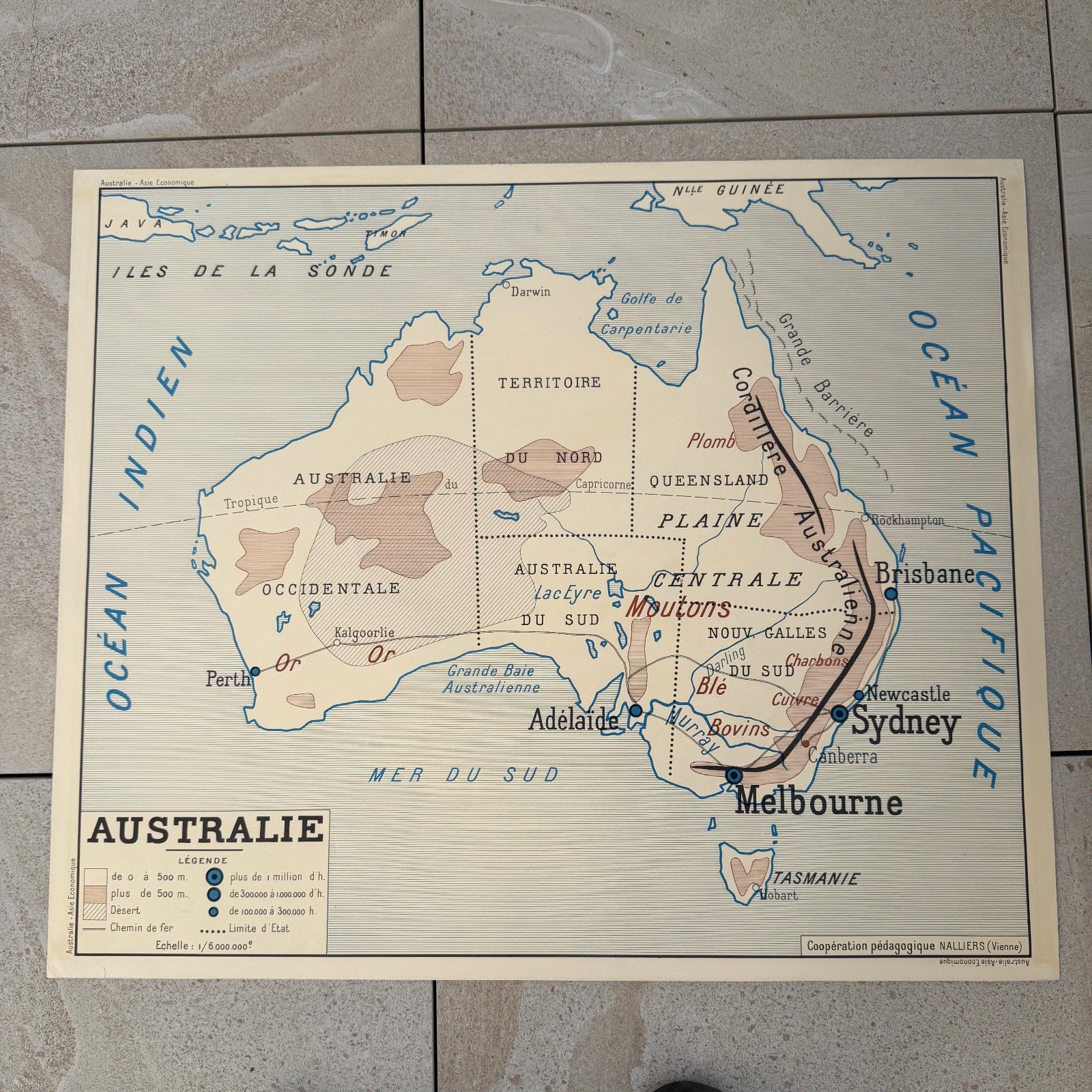 Vintage French Educational Map Poster Asia Australia School 20082619 Fleamarketfrance
