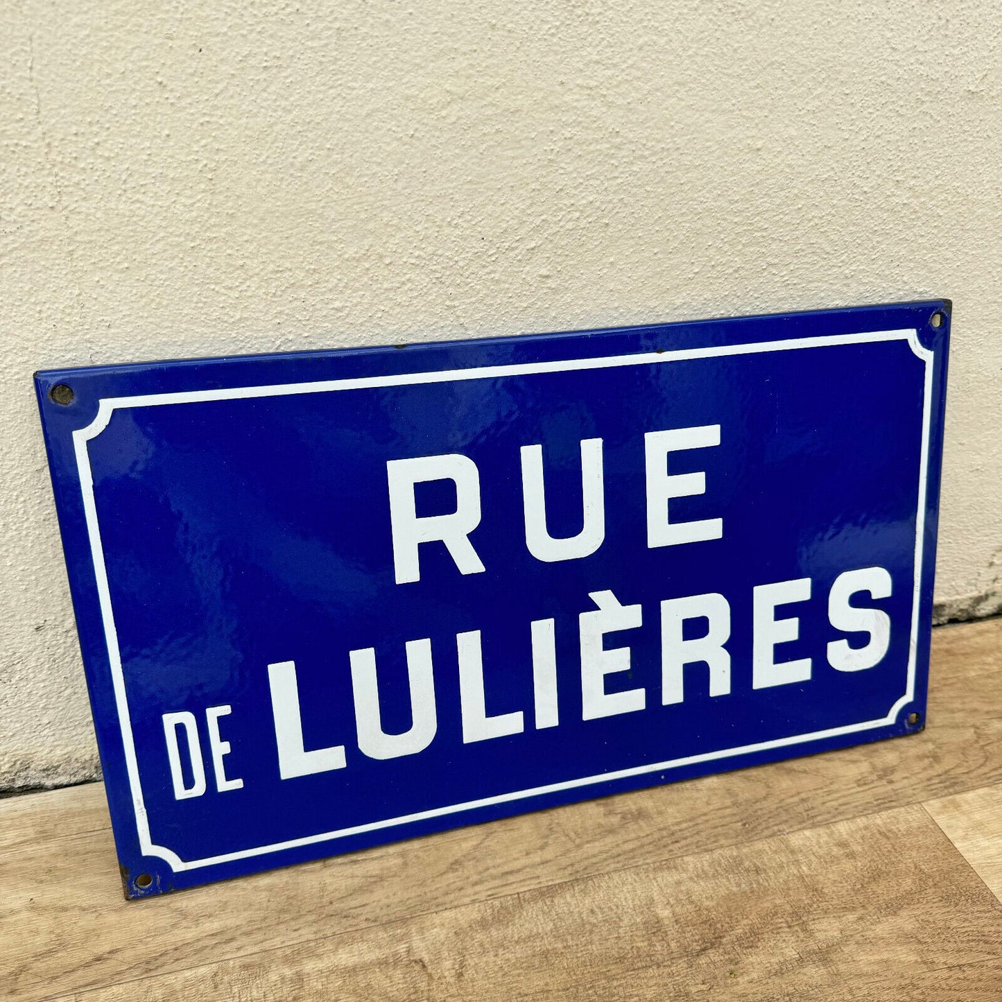 Old French Street Enameled Sign Plaque - vintage LULIERES 0605241 - Fleamarketfrance