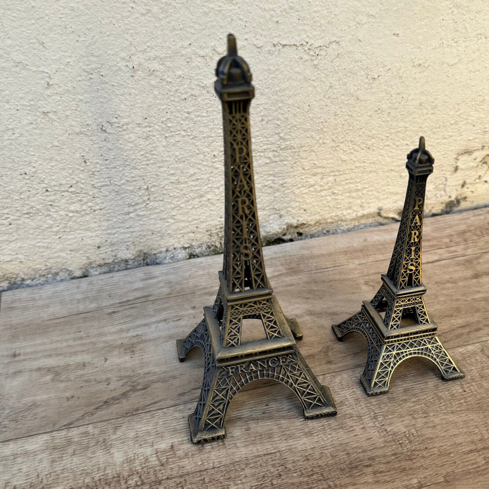 2 Vintage Eiffel Tower Paris Metal Souvenir Very Sturdy France Great 0105242 - Fleamarketfrance