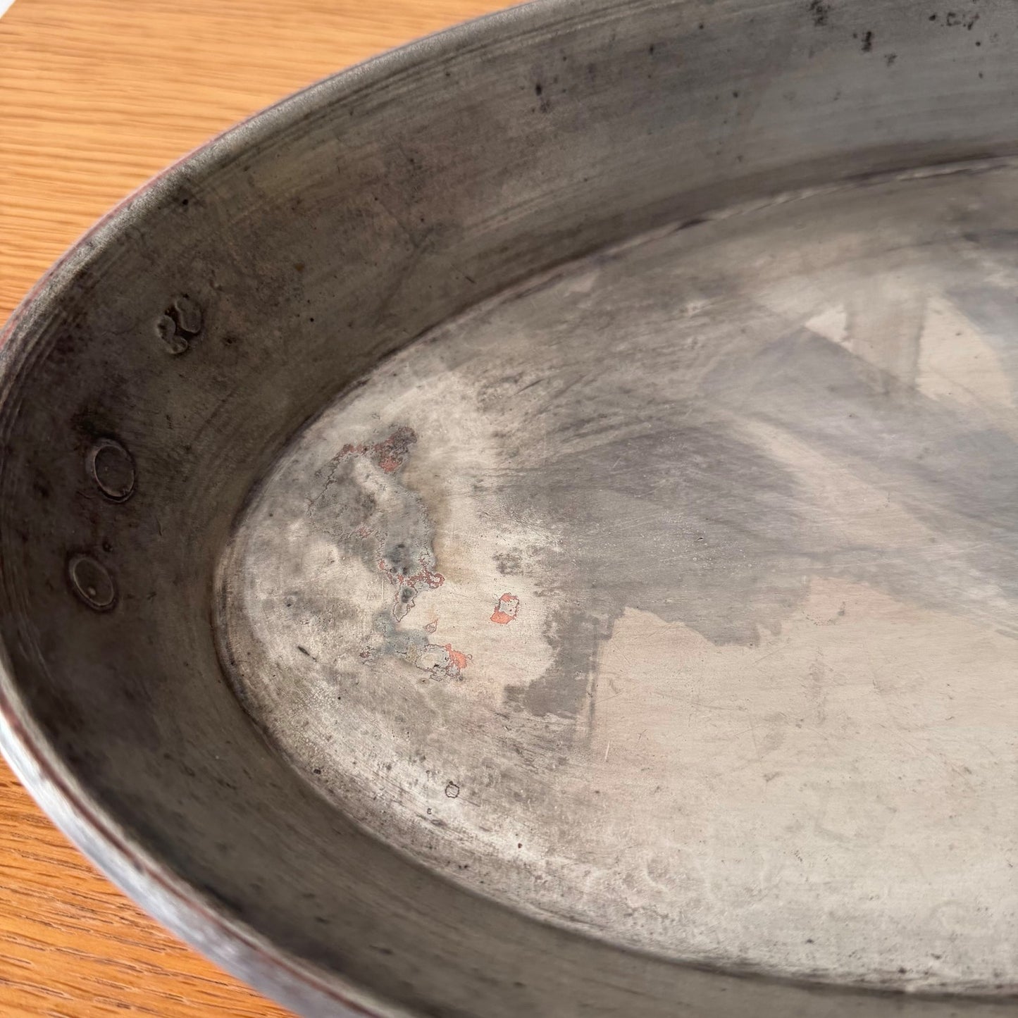 French Copper Gratin Pan Oval Vintage Professional Cookware 0405268 Unbranded