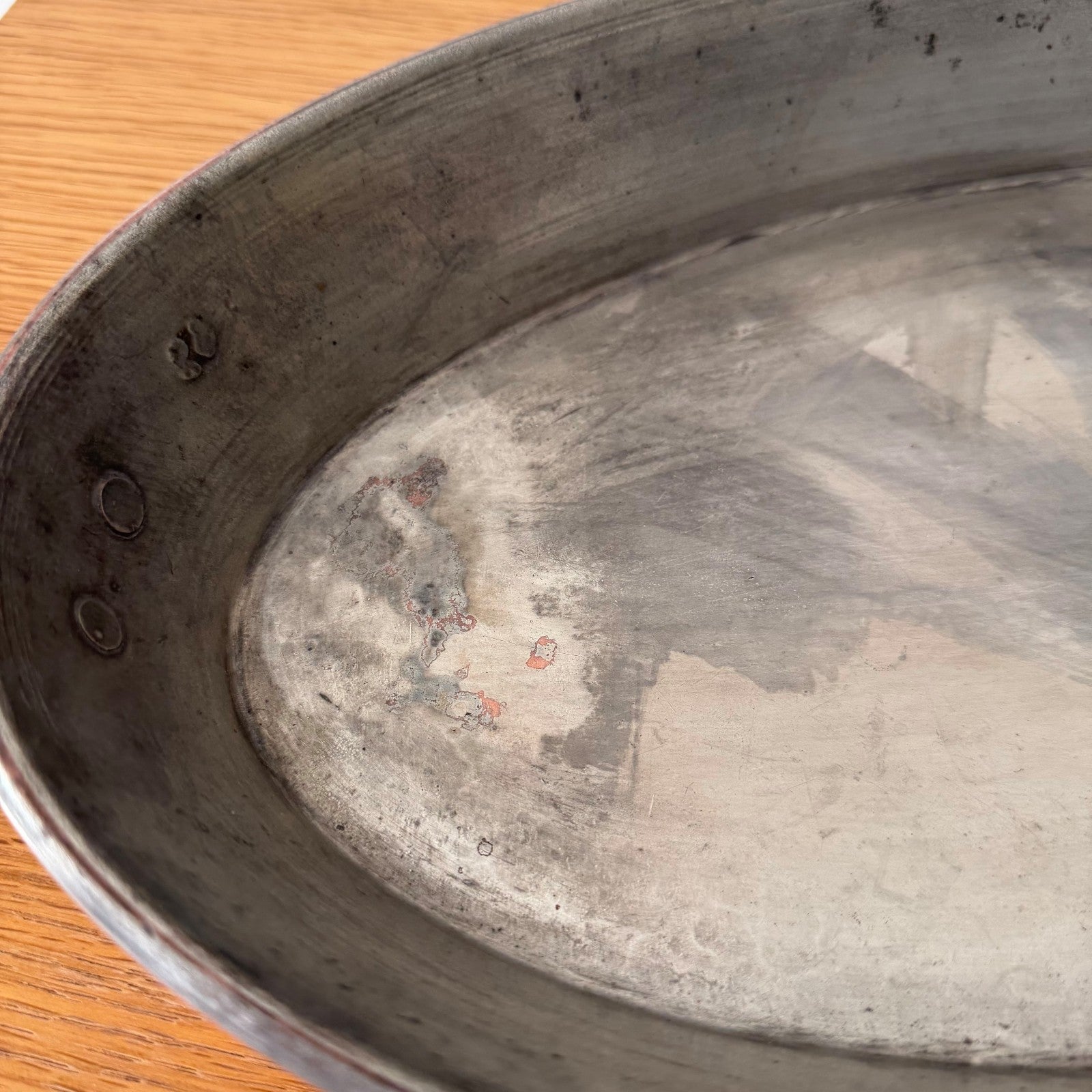 French Copper Gratin Pan Oval Vintage Professional Cookware 0405268 Unbranded