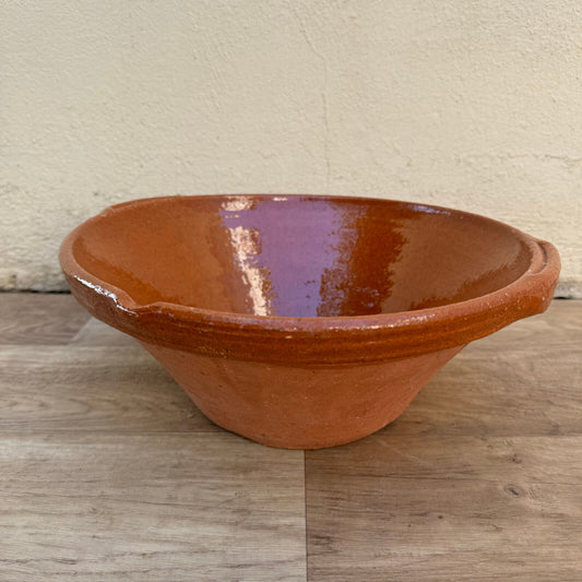 VINTAGE FRENCH GLAZED TERRACOTTA SALAD MIXING BOWL TERRINE TIAN 11 3/4" 2107247 - Fleamarketfrance