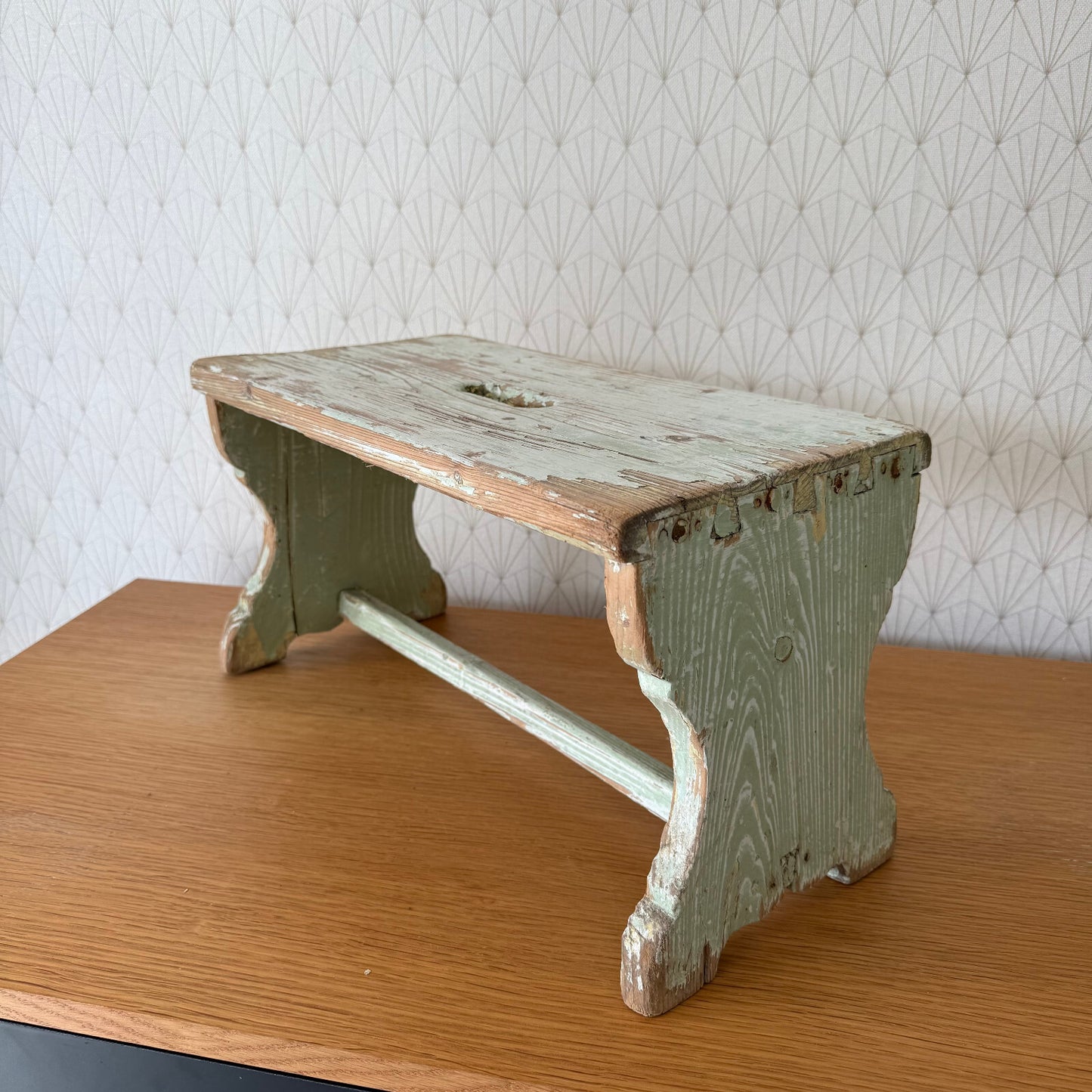 French Antique Milking Stool Green Paint Rustic Farmhouse Decor 2702252 Fleamarketfrance