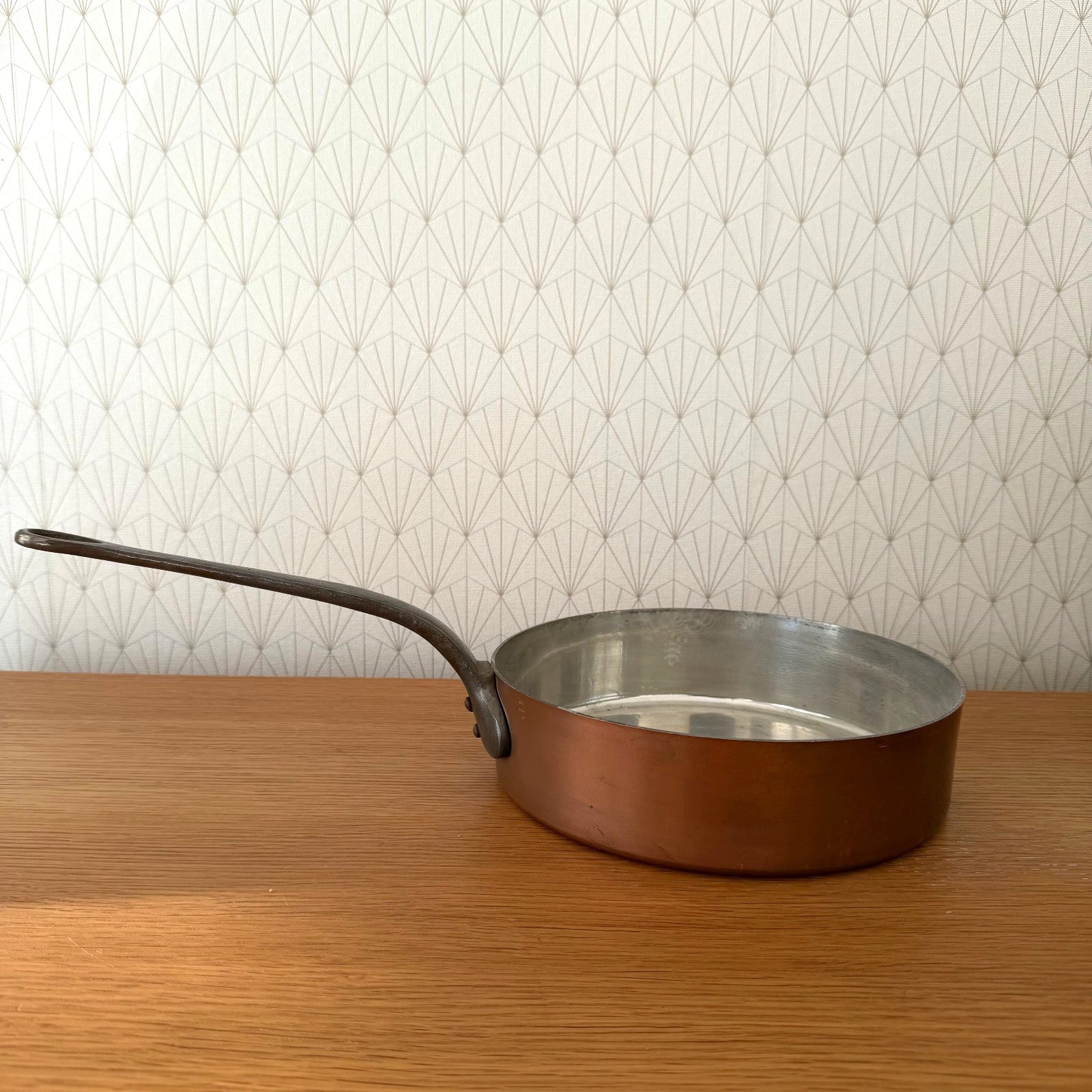 French Copper Sauteuse Pan Villedieu Tin Lined Vintage Cookware 1801264 Unbranded