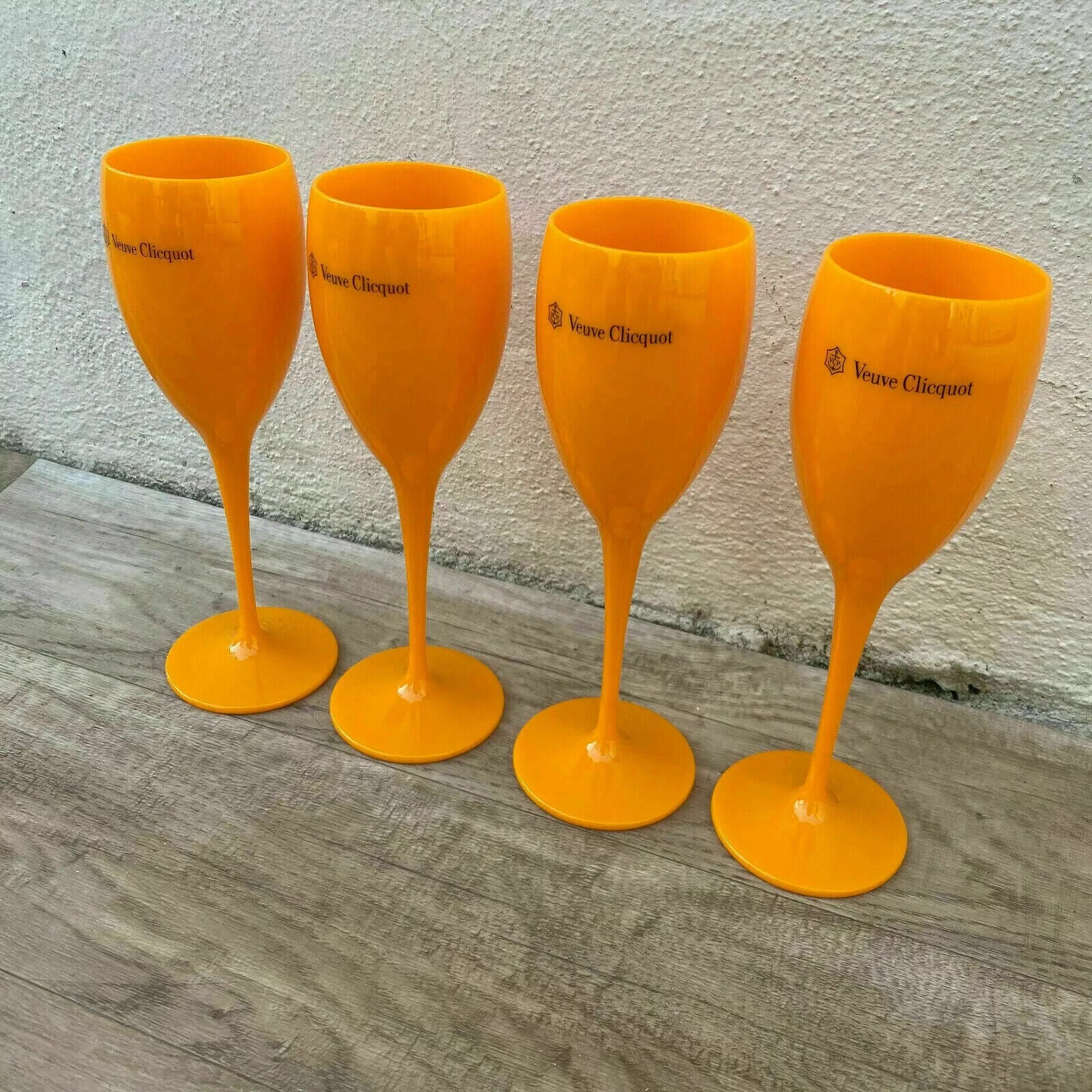 4 x Veuve Cliquot Clicquot Orange Glasses Flutes Cup Ice Champagne 1201256 - Fleamarketfrance