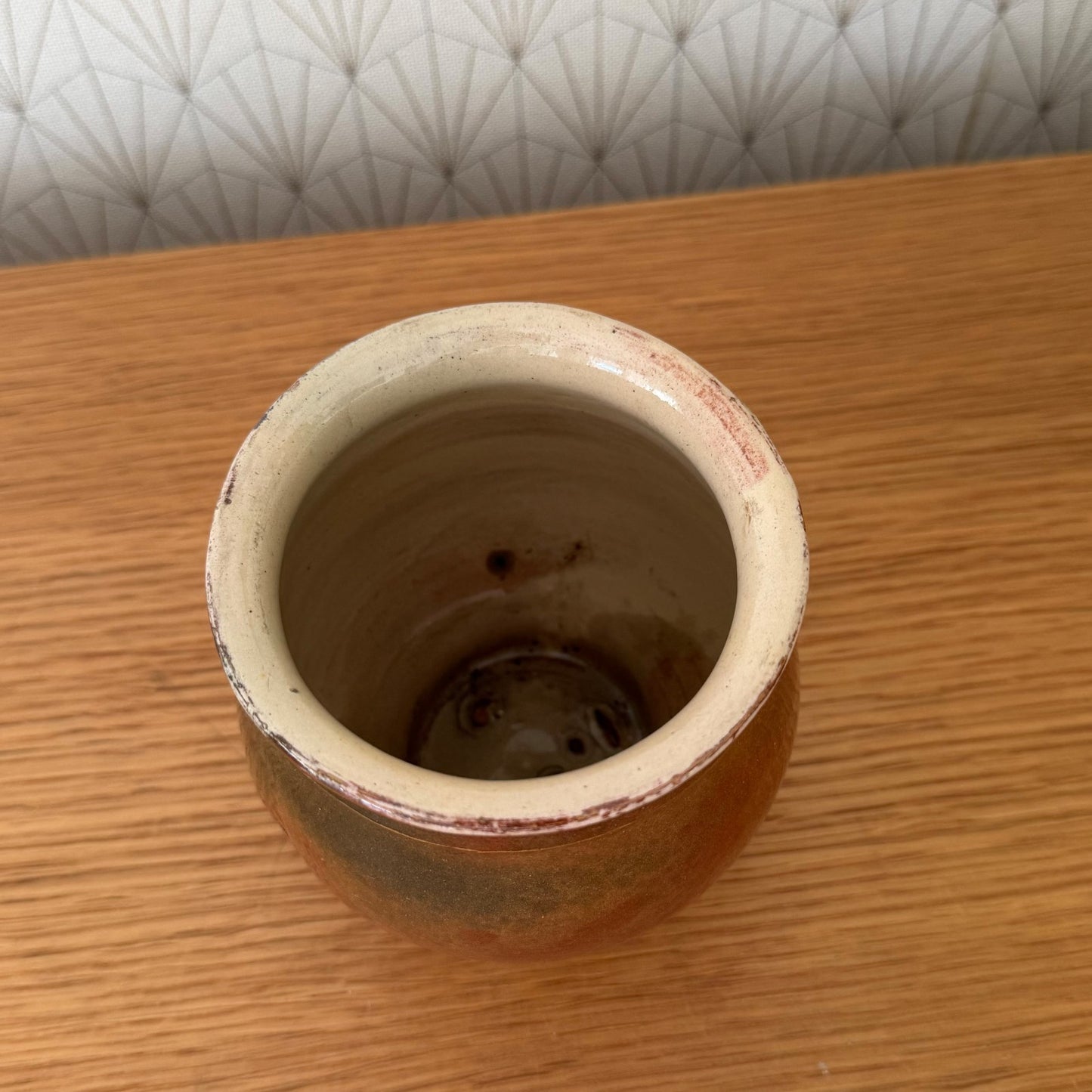French Honey Pot Brown Glazed Terracotta Pottery c.1900 2101263 Unmarked