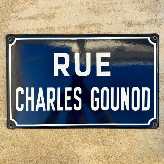 French Street Sign Rue Charles Gounod Blue Enamel Vintage Plaque 13042419 Fleamarketfrance