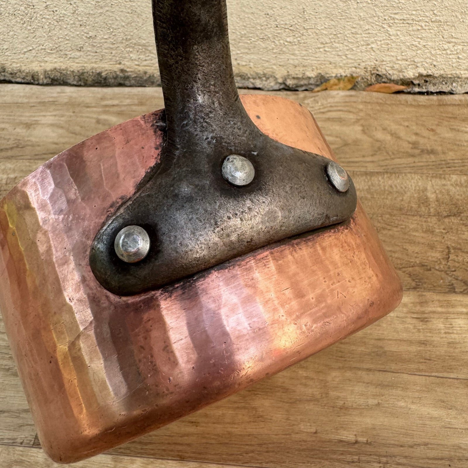 French Copper Saucepan Vintage Hammered Iron Handle Pan France 2908246 Unbranded