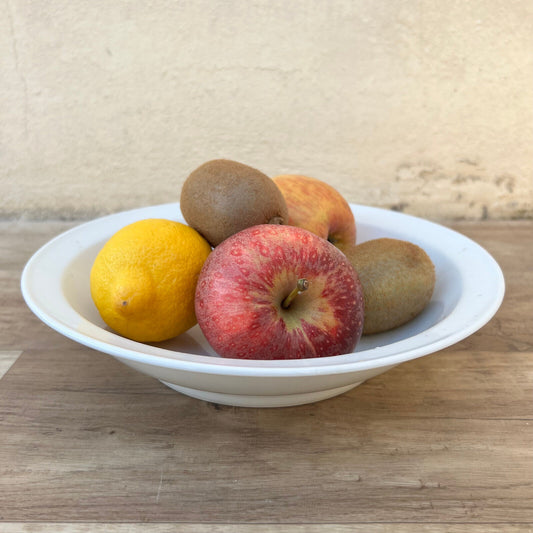 Vintage White ironstone Bowl fruits Patina Unmarked French Farmhouse 26092210 - Fleamarketfrance