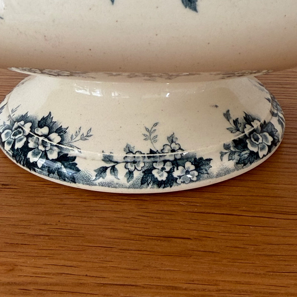 French Transferware Tureen St Amand Blue Floral Ironstone 1509262